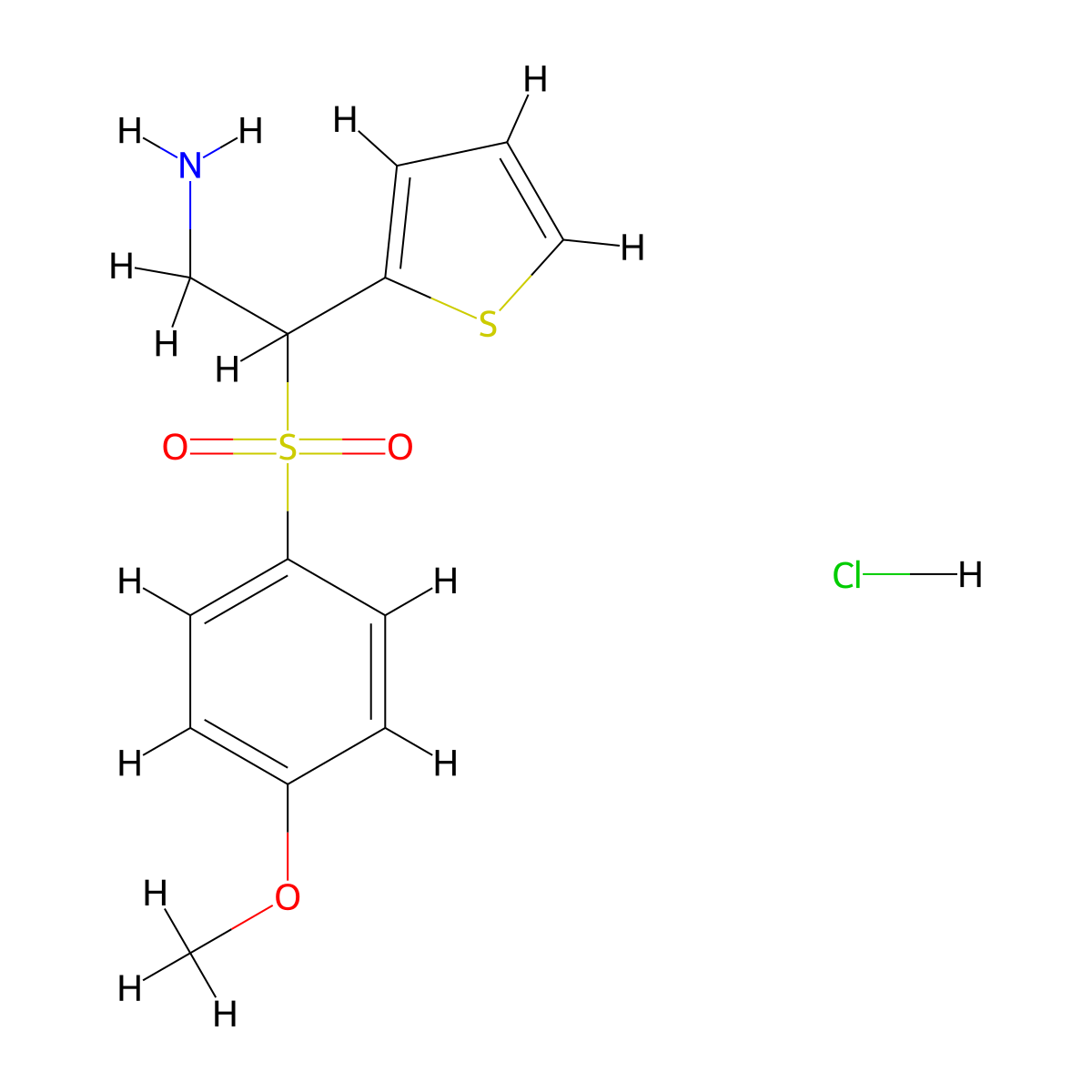 2-(4-Methoxybenzenesulfonyl)-2-(thiophen-2-yl)ethan-1-amine hydrochloride molecular structure, CAS 1177294-02-8