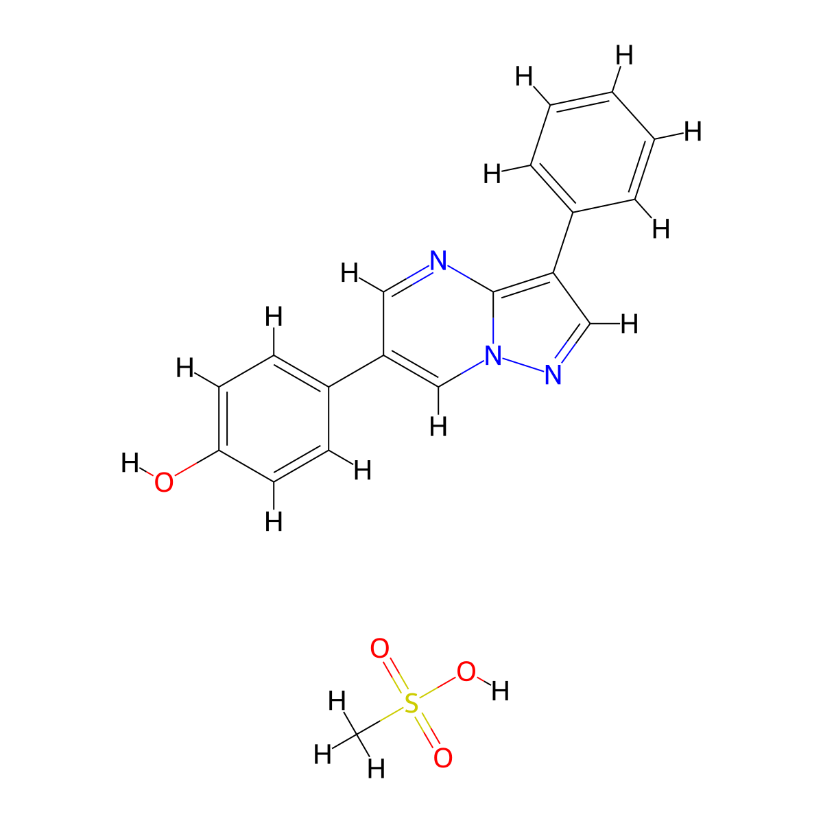 4-(3-Phenyl-pyrazolo[1,5-A]pyrimidin-6-YL)-phenol methanesulfonate molecular structure, CAS 1177295-41-8