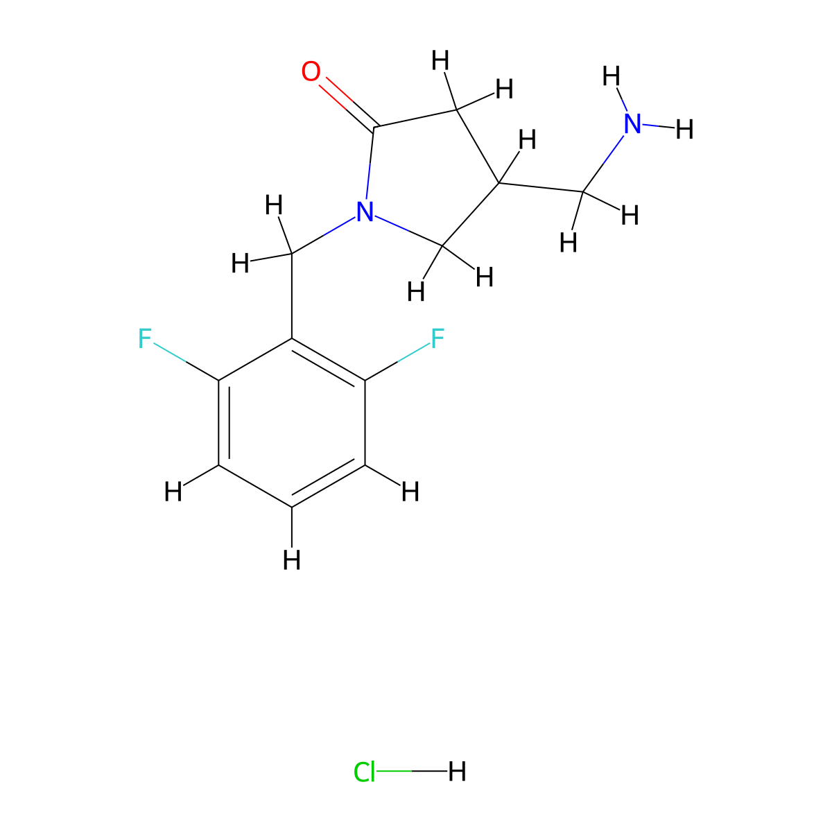 4-(Aminomethyl)-1-(2,6-difluorobenzyl)pyrrolidin-2-one hydrochloride molecular structure, CAS 1177296-22-8