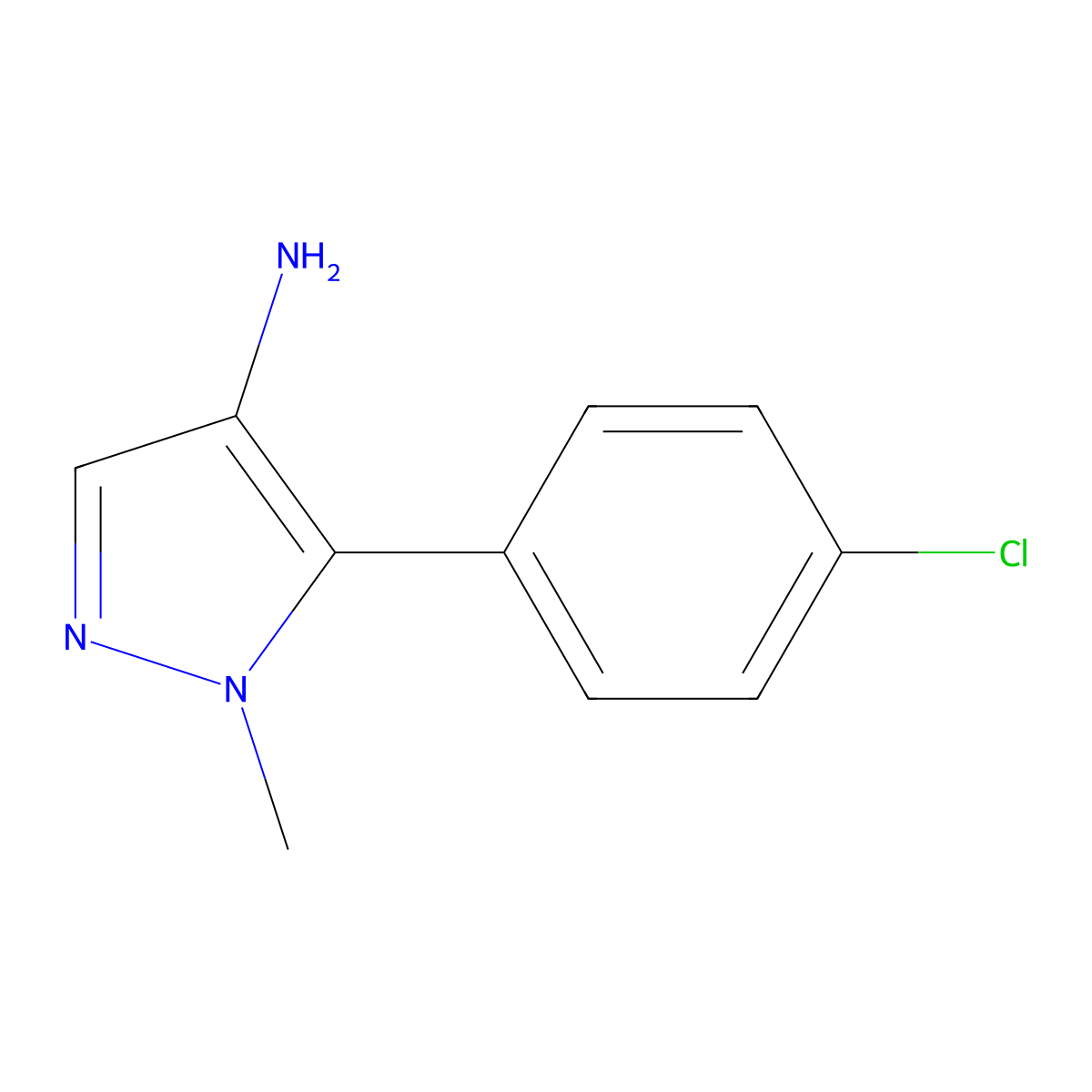 5-(4-Chlorophenyl)-1-methyl-1H-pyrazol-4-amine molecular structure, CAS 1177296-64-8