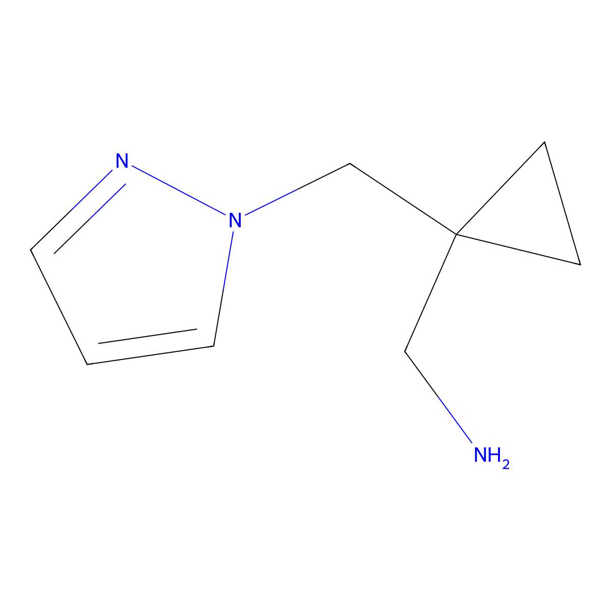 1-[1-(1H-pyrazol-1-ylmethyl)cyclopropyl]methanamine molecular structure, CAS 1177297-60-7