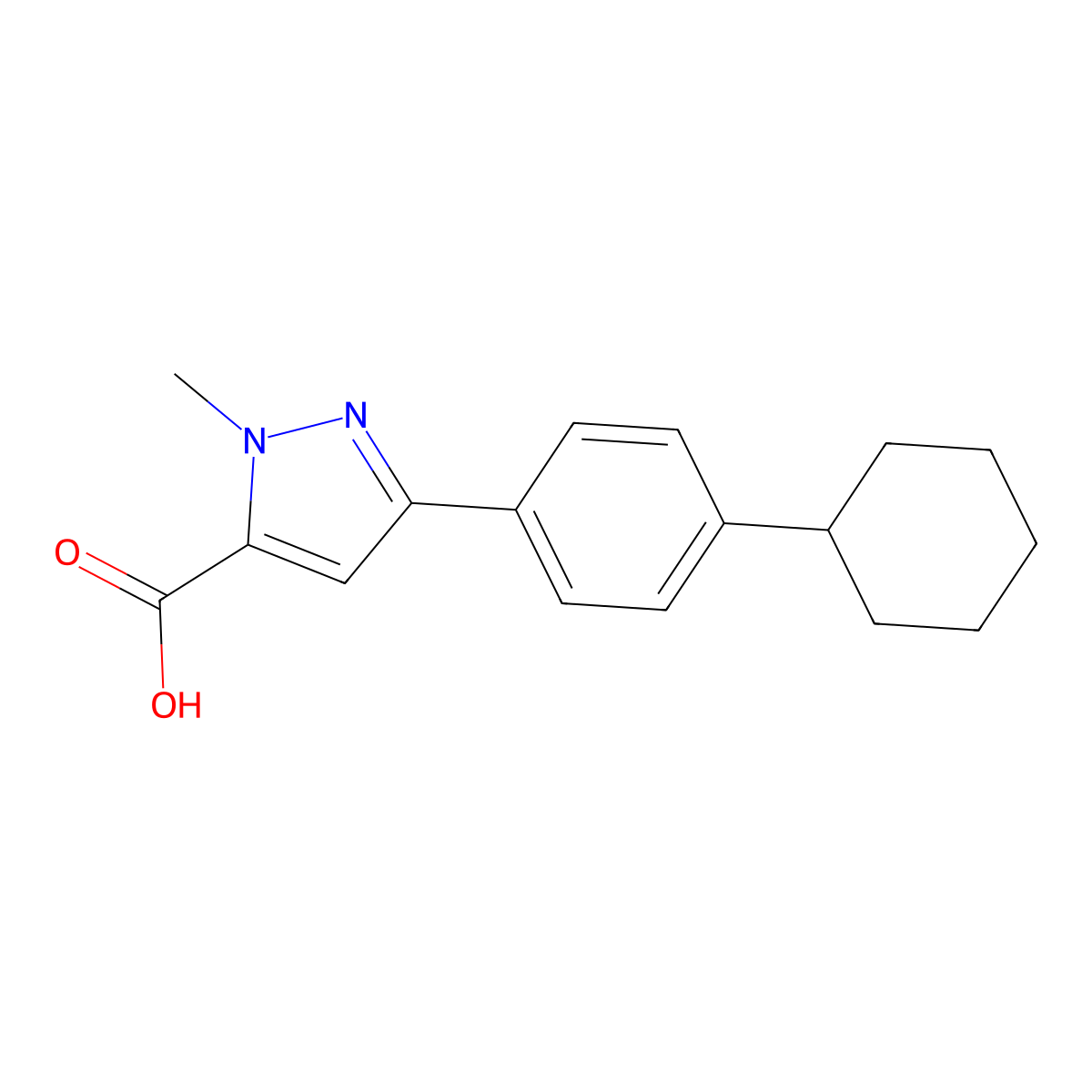 5-(4-Cyclohexylphenyl)-2-methylpyrazole-3-carboxylic acid molecular structure, CAS 1177298-23-5