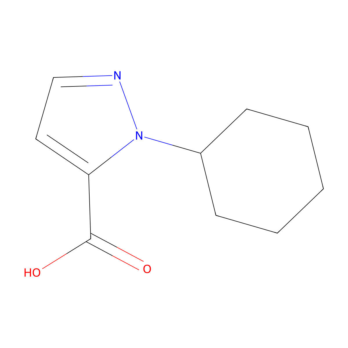 1-cyclohexyl-1H-pyrazole-5-carboxylic acid molecular structure, CAS 1177298-27-9