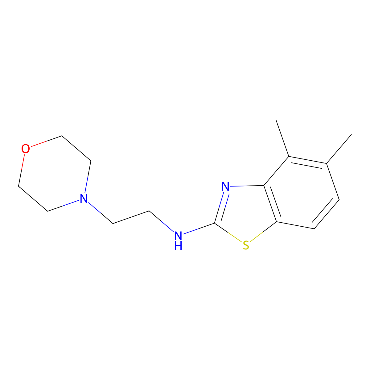 4,5-dimethyl-N-(2-morpholin-4-ylethyl)-1,3-benzothiazol-2-amine molecular structure, CAS 1177298-52-0