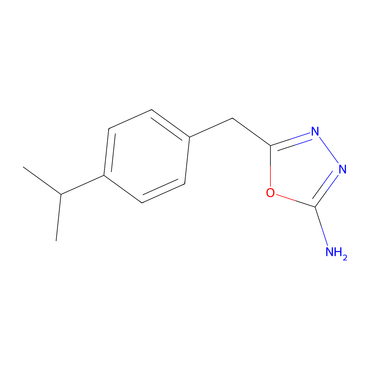 5-{[4-(Propan-2-yl)phenyl]methyl}-1,3,4-oxadiazol-2-amine molecular structure, CAS 1177298-59-7