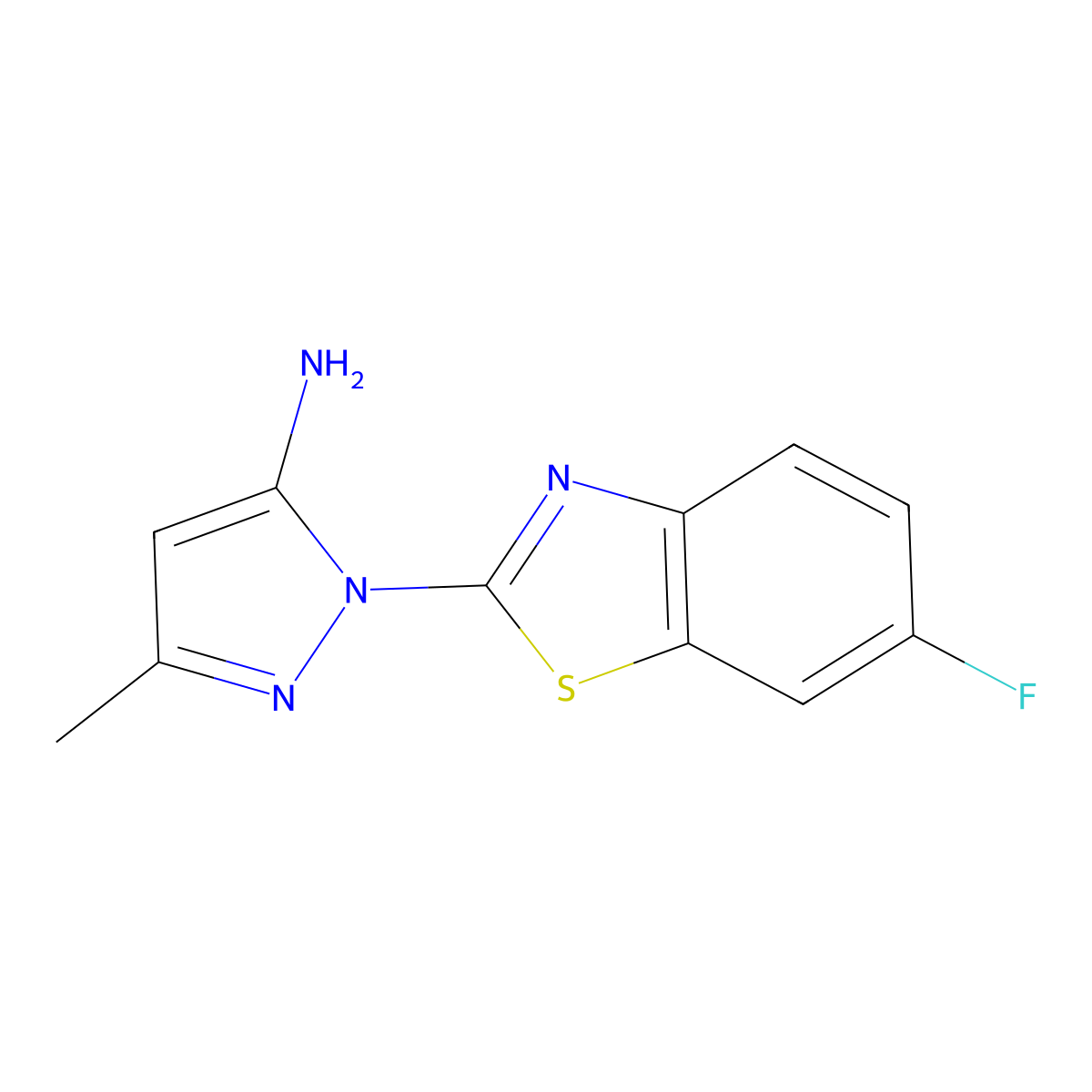 1-(6-Fluoro-1,3-benzothiazol-2-yl)-3-methyl-1H-pyrazol-5-amine molecular structure, CAS 1177299-06-7