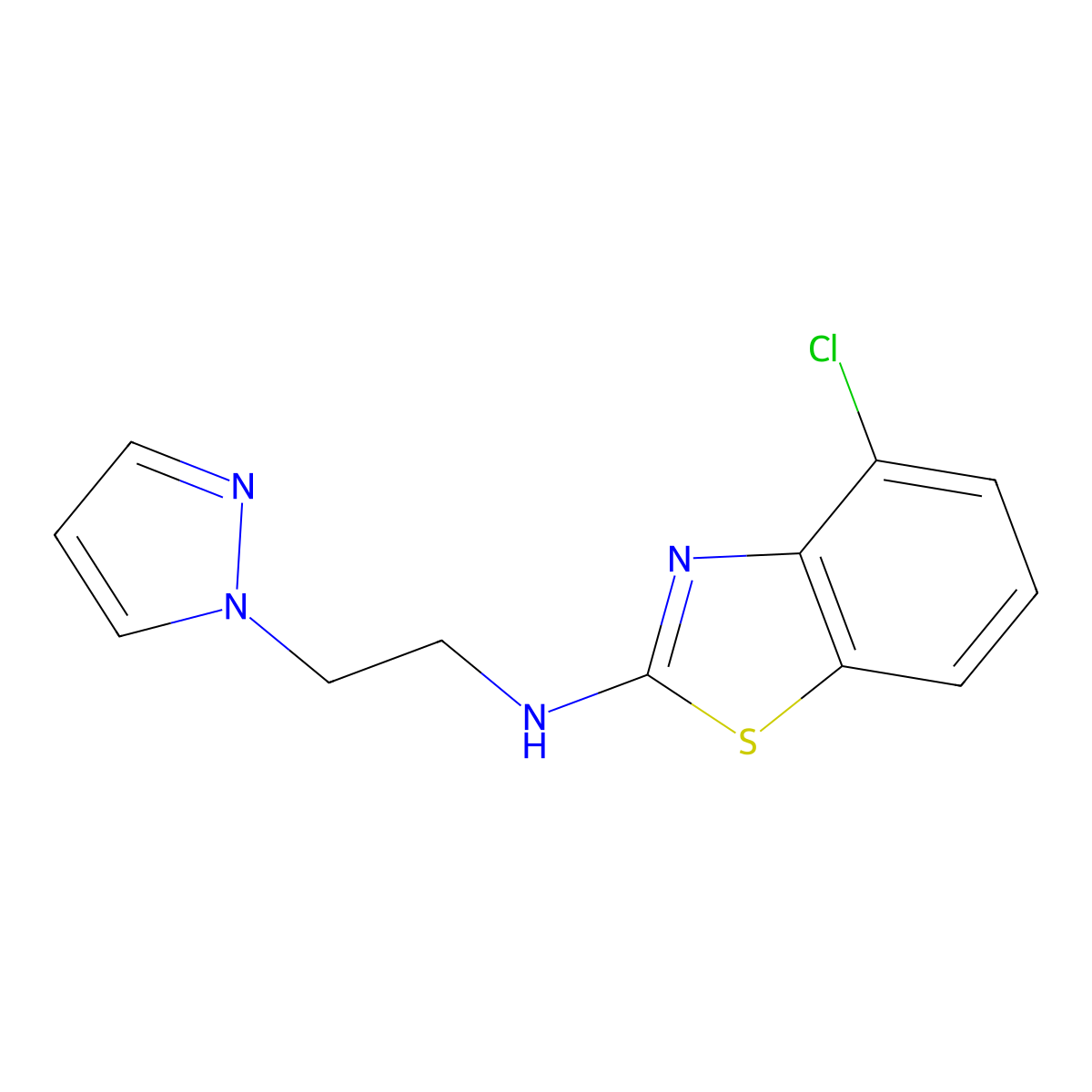 4-chloro-N-[2-(1H-pyrazol-1-yl)ethyl]-1,3-benzothiazol-2-amine molecular structure, CAS 1177299-27-2