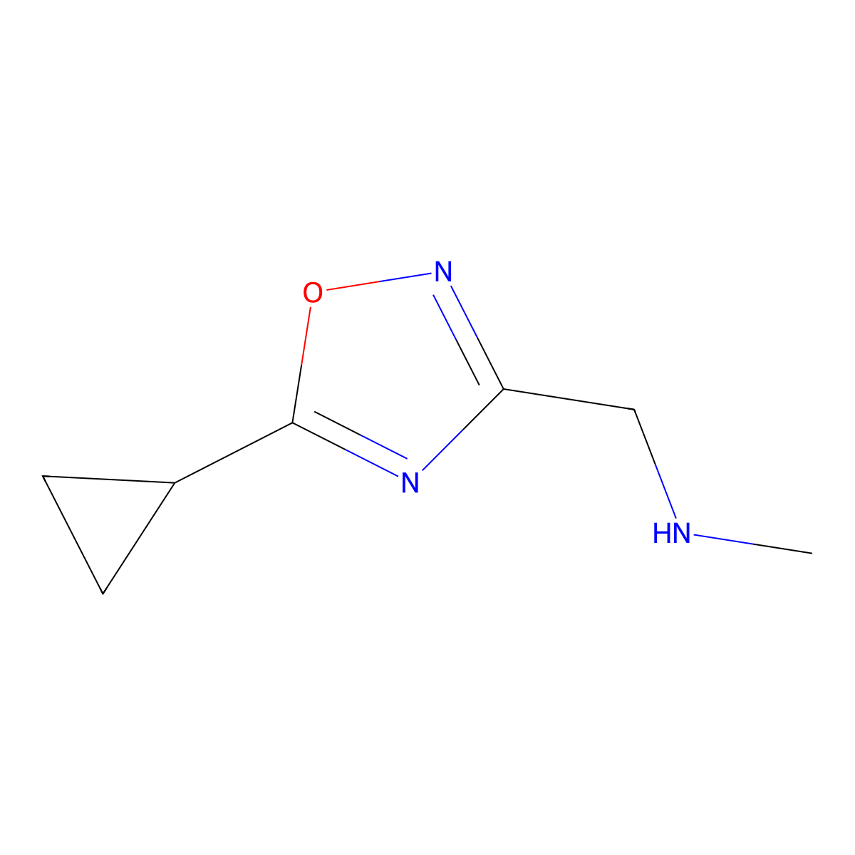 1-(5-Cyclopropyl-1,2,4-oxadiazol-3-yl)-N-methylmethanamine molecular structure, CAS 1177299-92-1