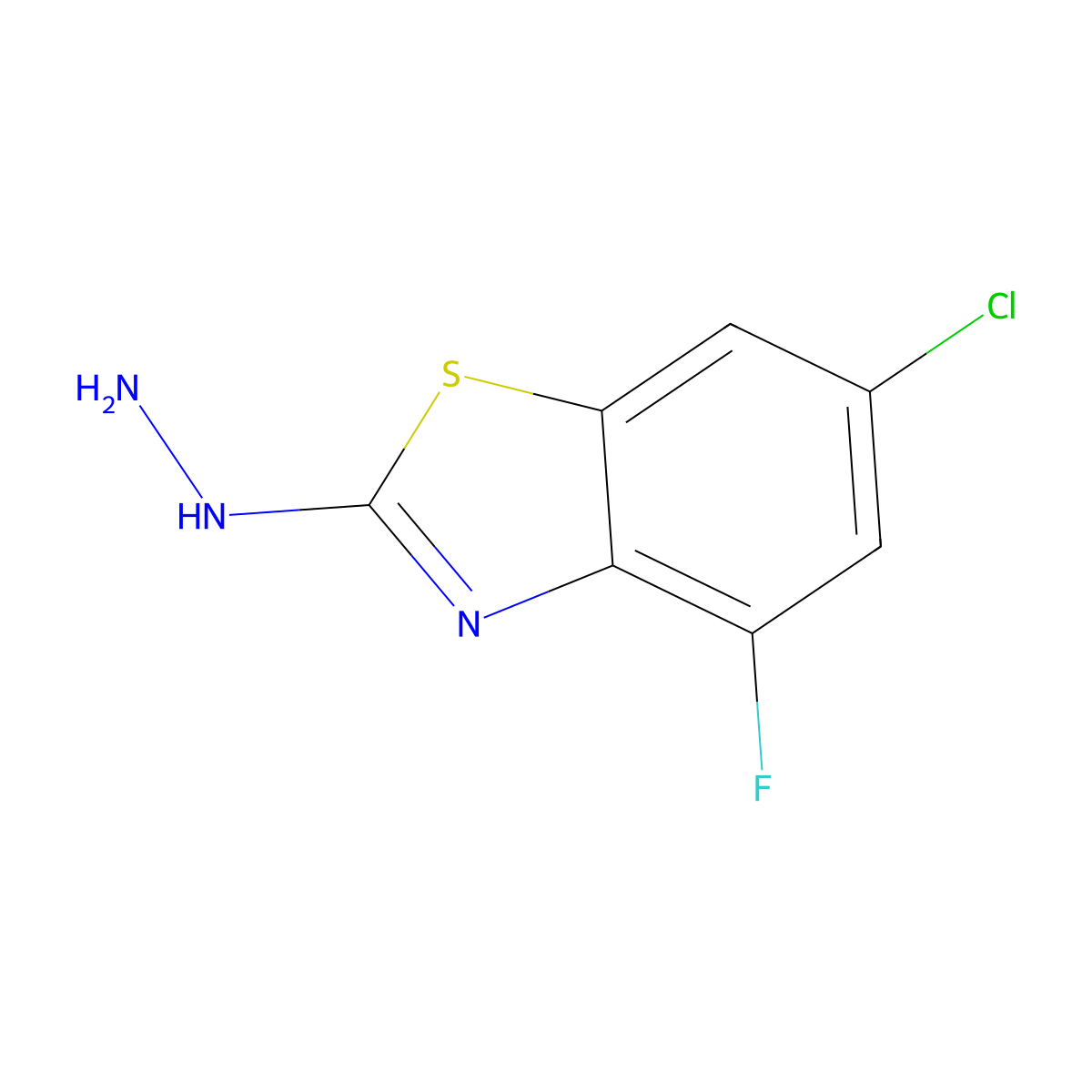 6-Chloro-4-fluoro-2-hydrazino-1,3-benzothiazole molecular structure, CAS 1177300-26-3