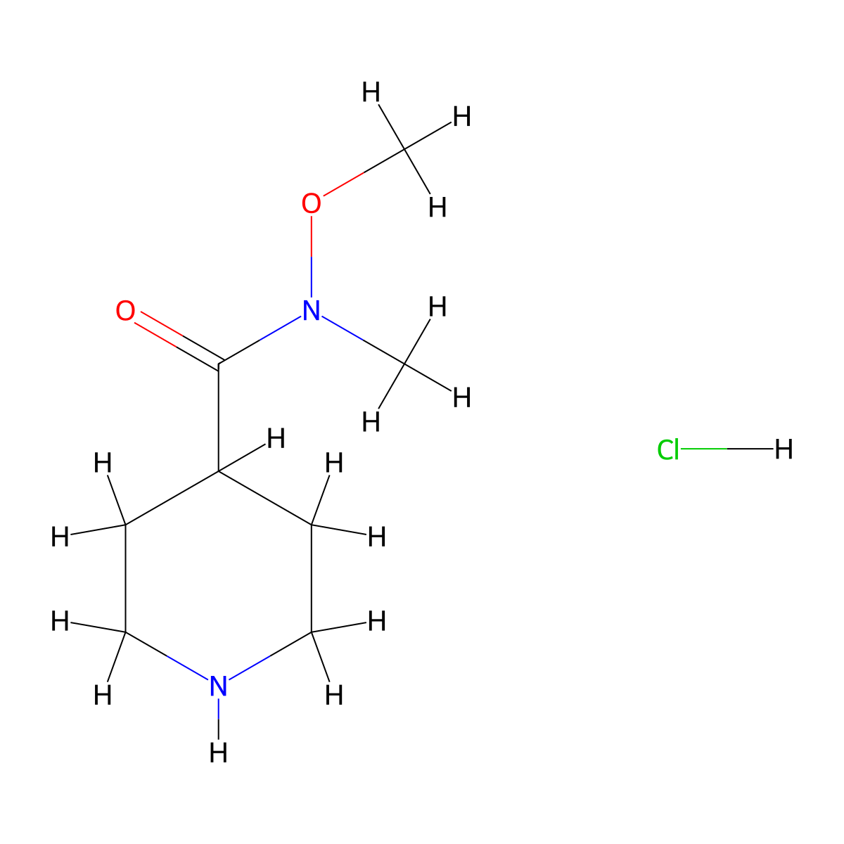 N-methoxy-N-methylpiperidine-4-carboxamide hydrochloride molecular structure, CAS 1177302-19-0