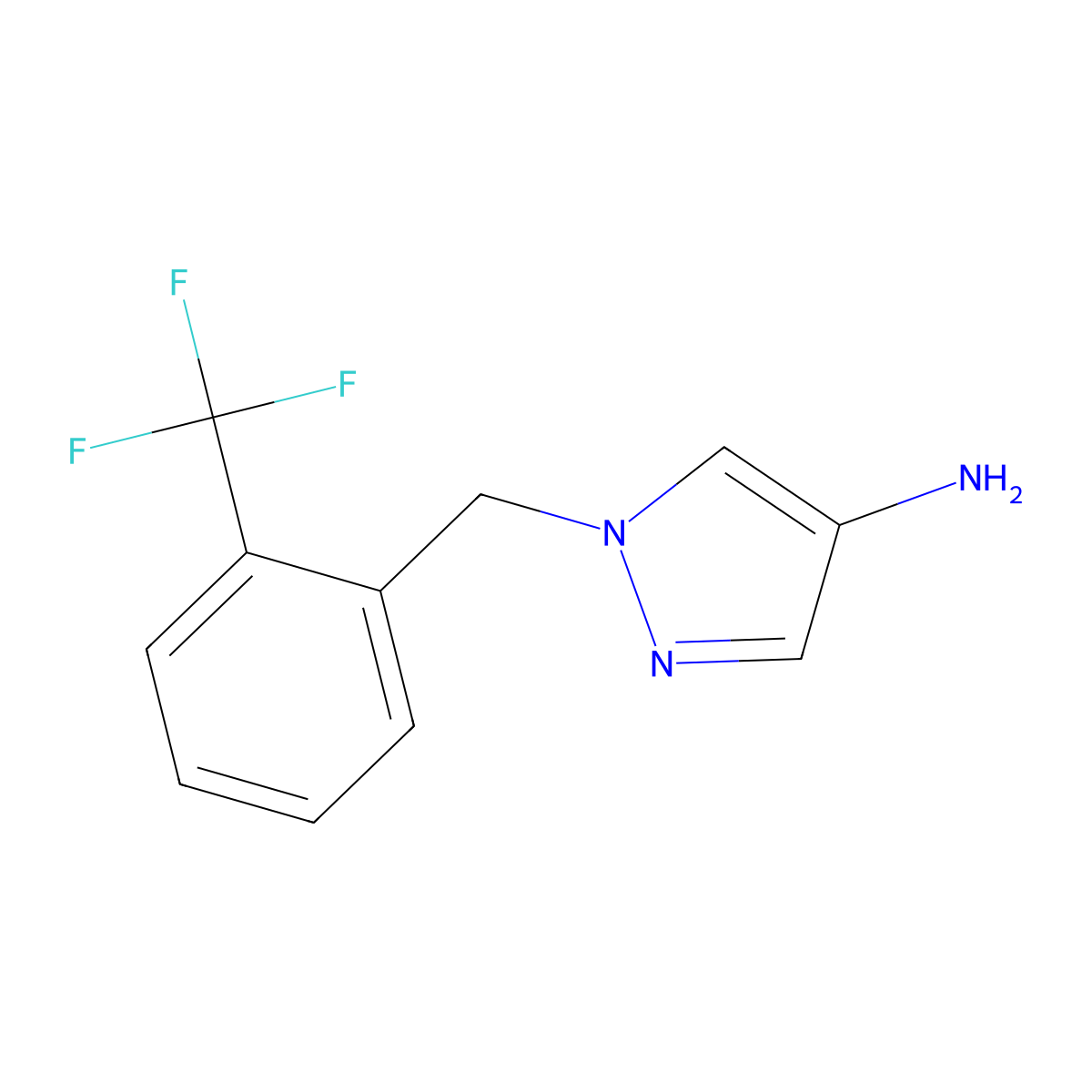 1-{[2-(Trifluoromethyl)phenyl]methyl}-1H-pyrazol-4-amine molecular structure, CAS 1177304-14-1