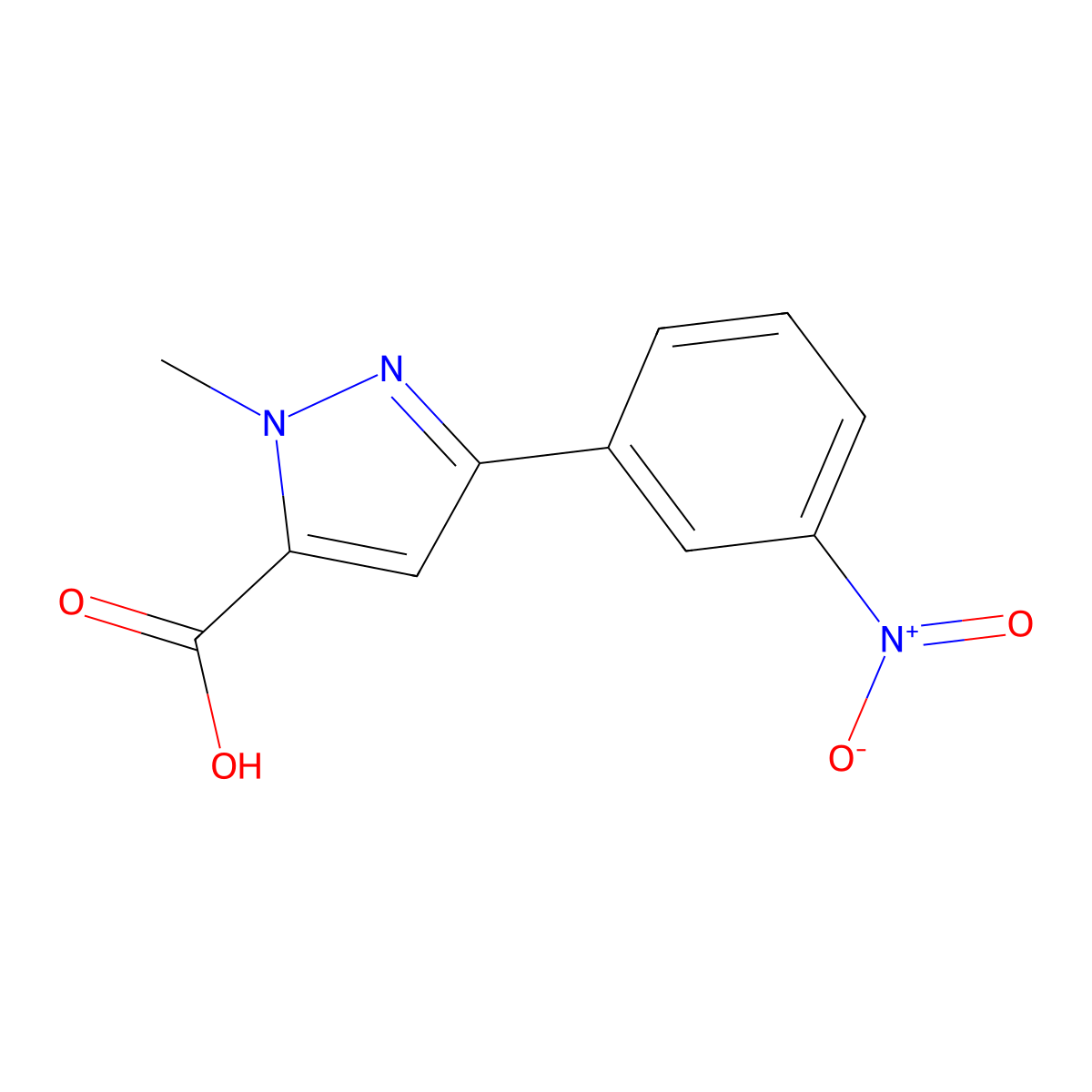 2-Methyl-5-(3-nitrophenyl)pyrazole-3-carboxylic acid molecular structure, CAS 1177304-46-9