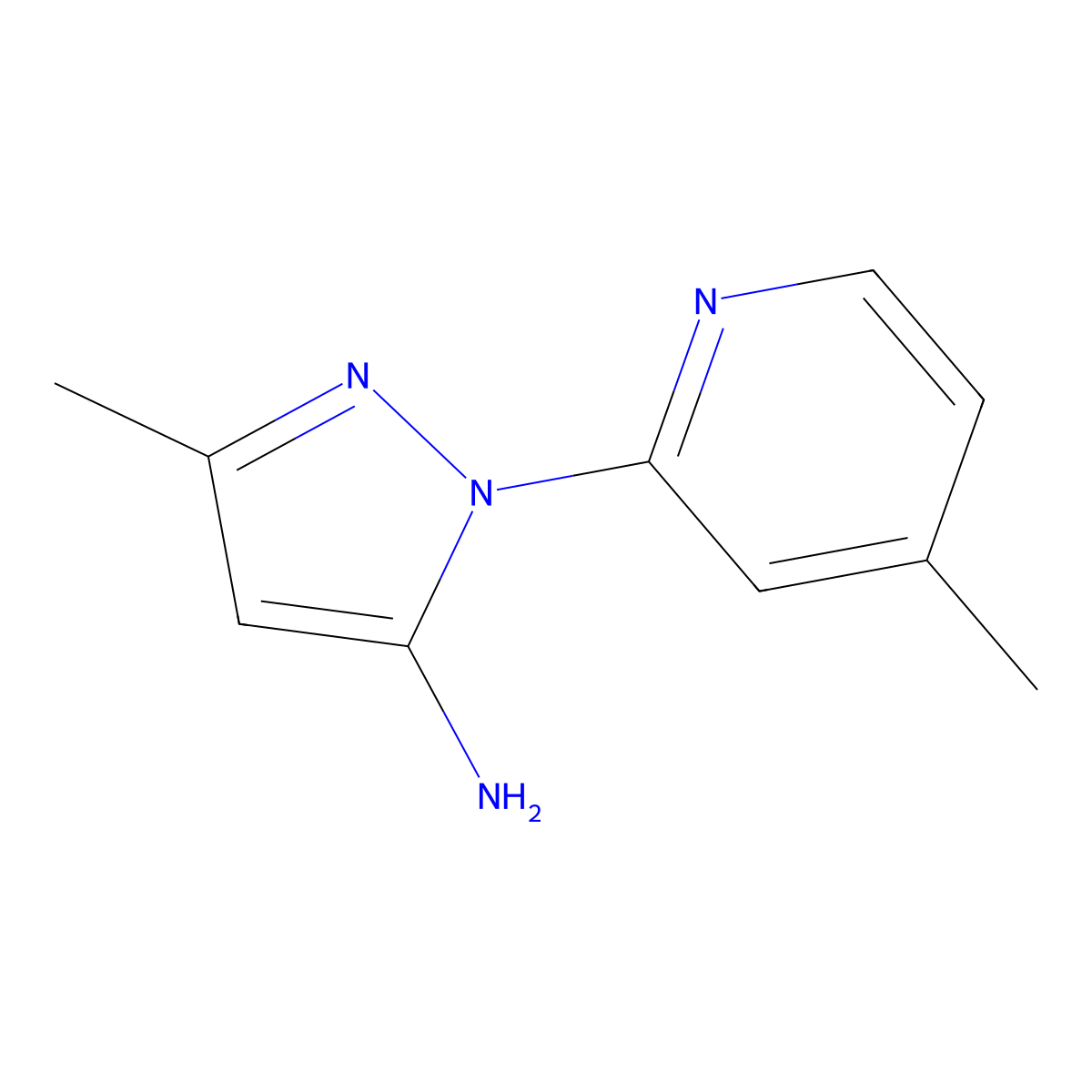 3-methyl-1-(4-methylpyridin-2-yl)-1H-pyrazol-5-amine molecular structure, CAS 1177304-64-1