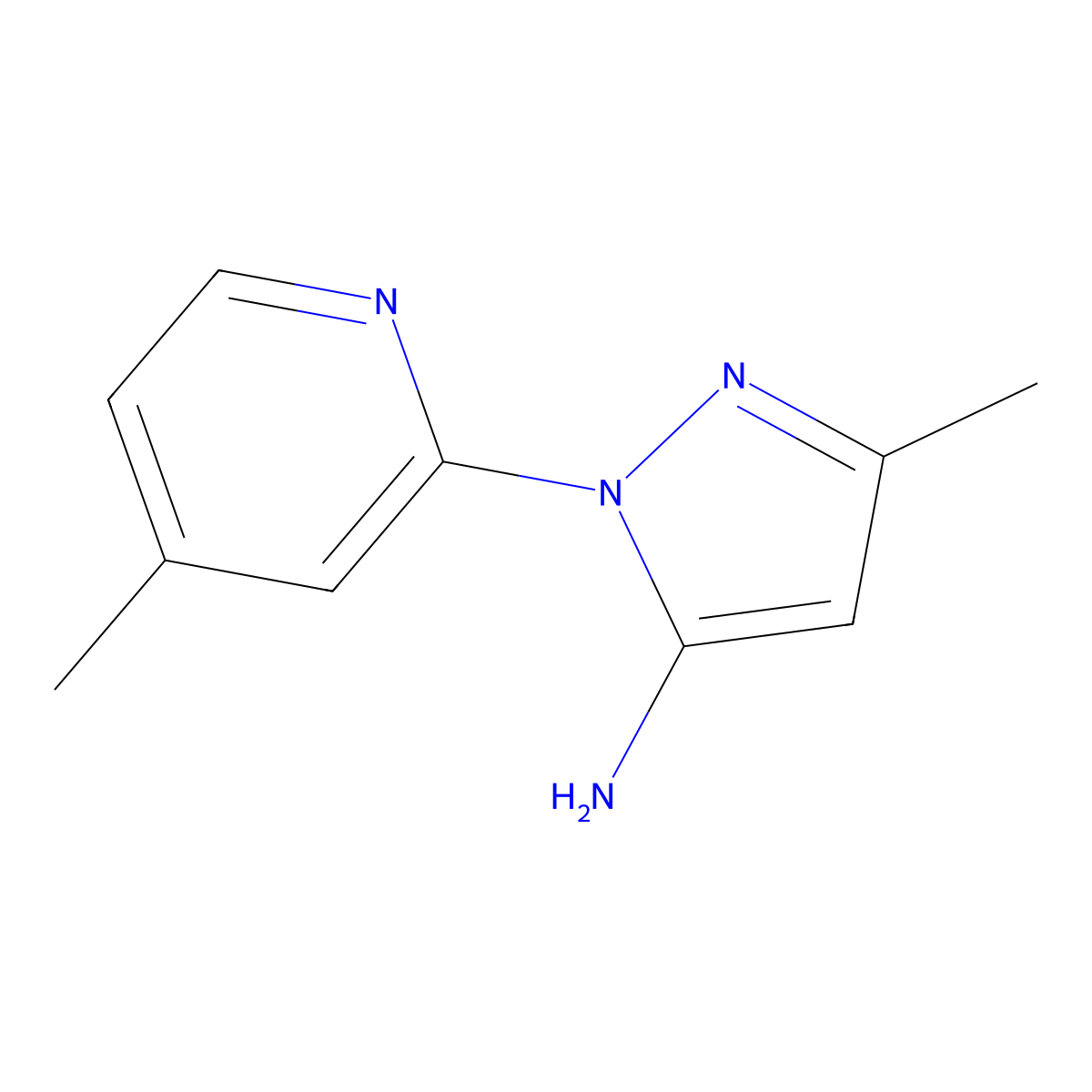 3-methyl-1-(4-methylpyridin-2-yl)-1H-pyrazol-5-amine molecular structure, CAS 1177304-64-1