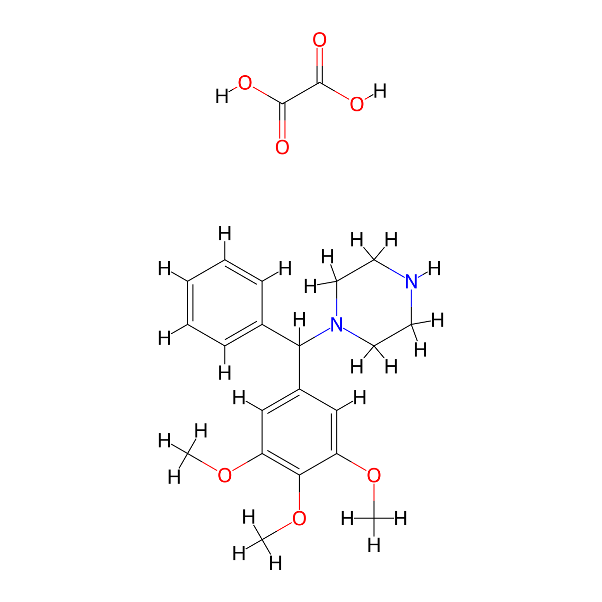 1-[Phenyl(3,4,5-trimethoxyphenyl)methyl]piperazine oxalate molecular structure, CAS 1177305-82-6
