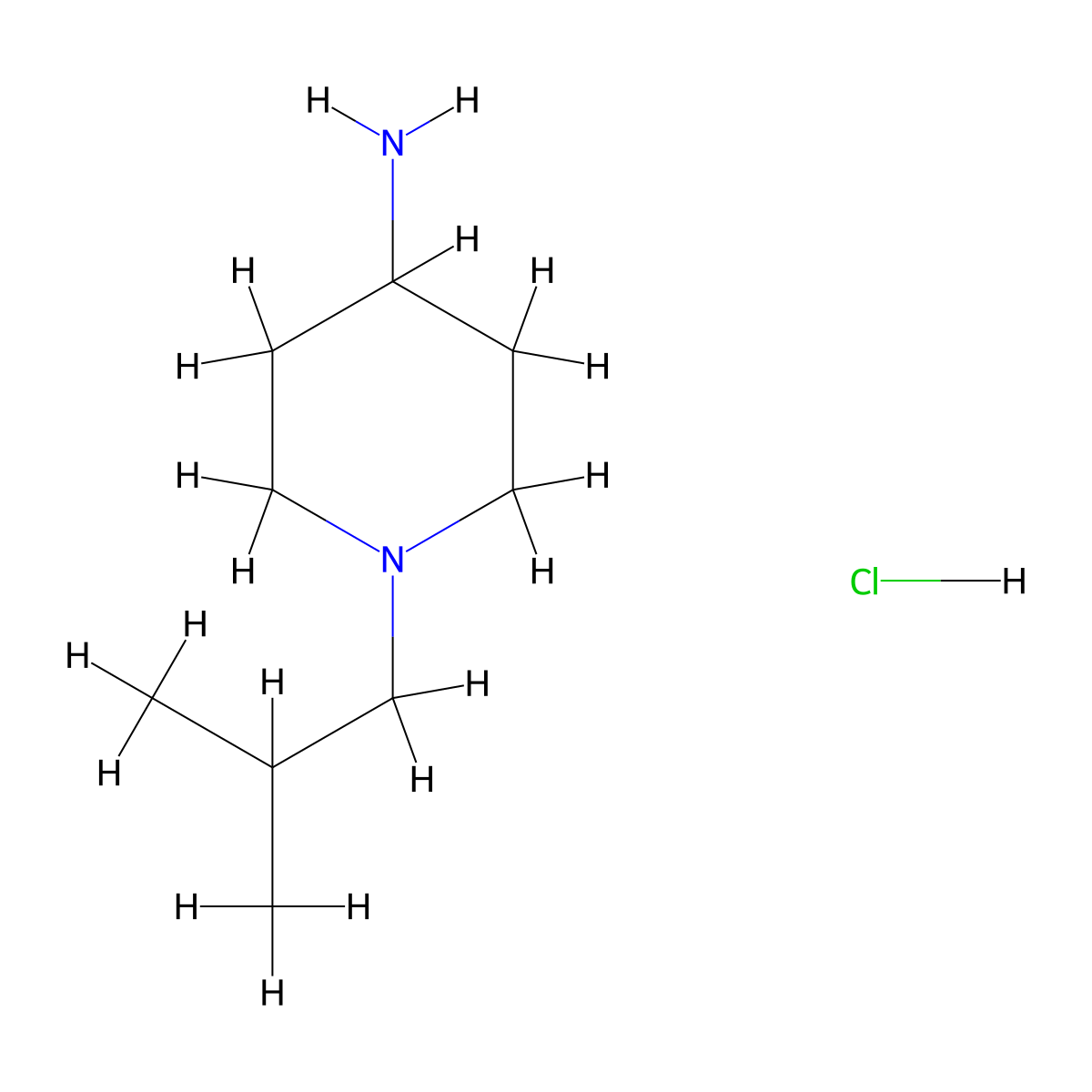 1-Isobutylpiperidin-4-amine hydrochloride molecular structure, CAS 1177306-12-5