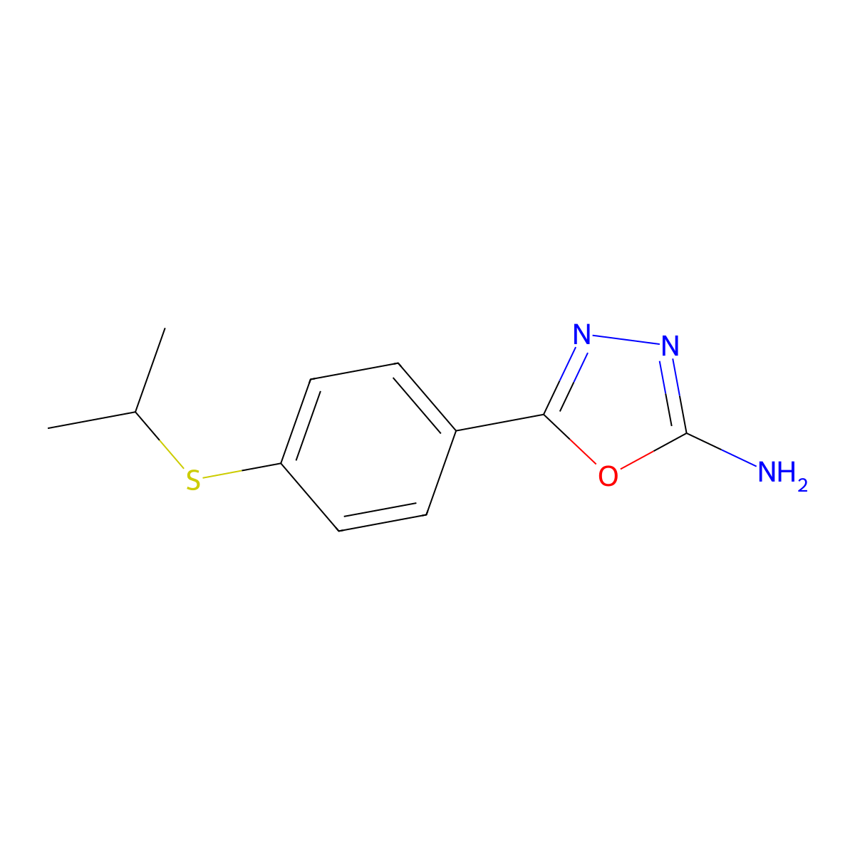5-[4-(Isopropylthio)phenyl]-1,3,4-oxadiazol-2-amine molecular structure, CAS 1177306-31-8