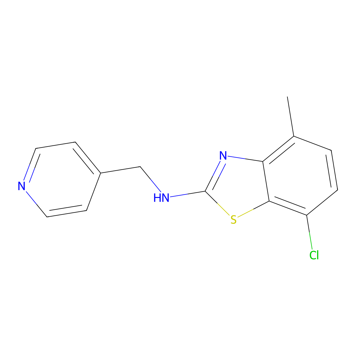 7-chloro-4-methyl-N-(pyridin-4-ylmethyl)-1,3-benzothiazol-2-amine molecular structure, CAS 1177306-69-2
