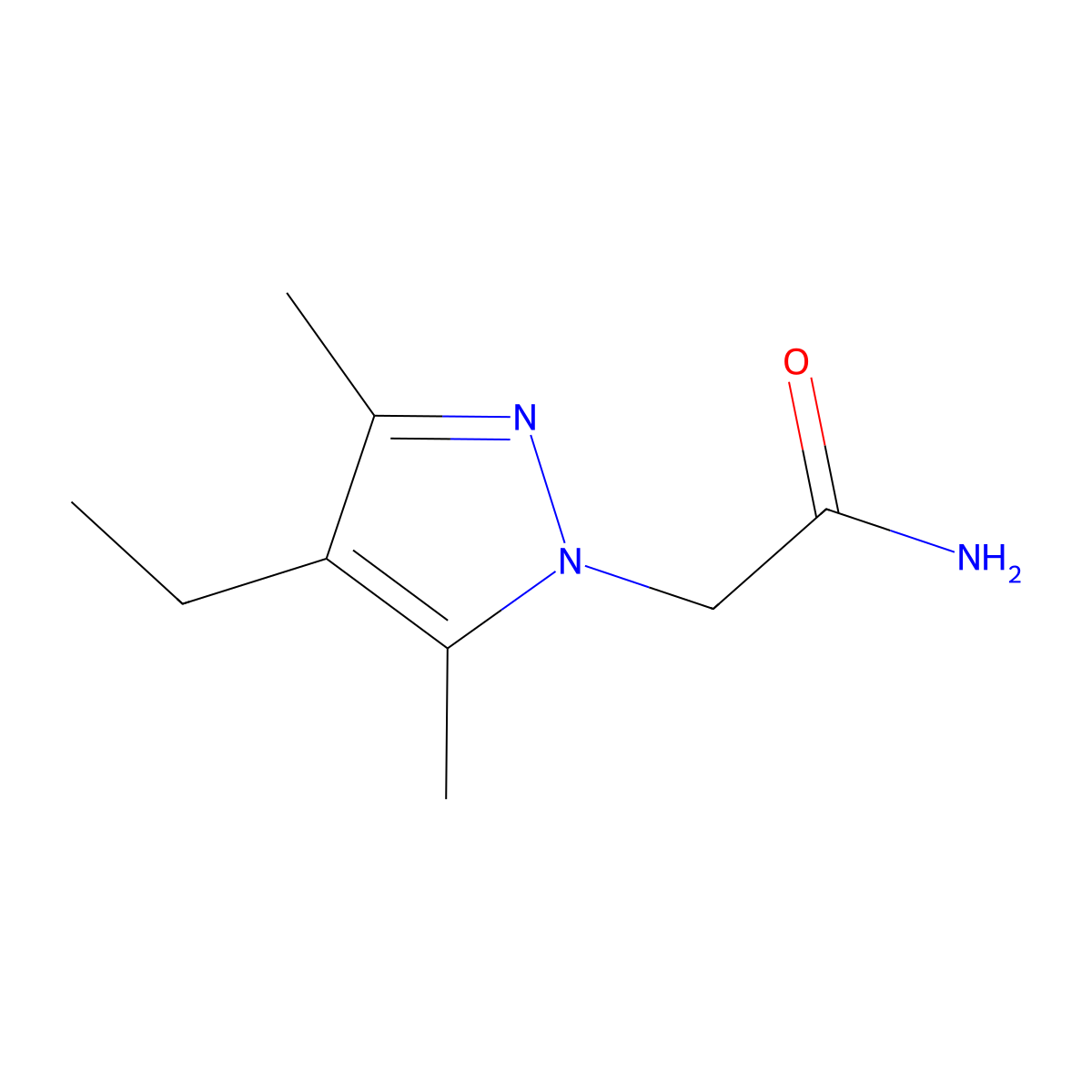 2-(4-ethyl-3,5-dimethyl-1H-pyrazol-1-yl)acetamide molecular structure, CAS 1177307-45-7