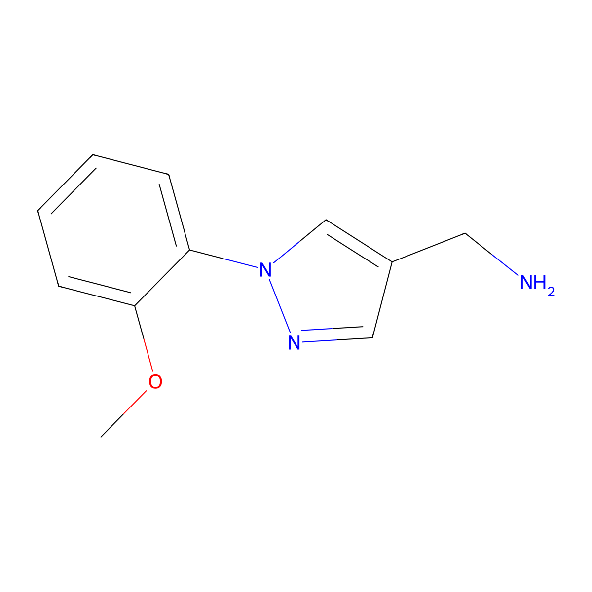 (1-(2-methoxyphenyl)-1H-pyrazol-4-yl)methanamine molecular structure, CAS 1177307-49-1