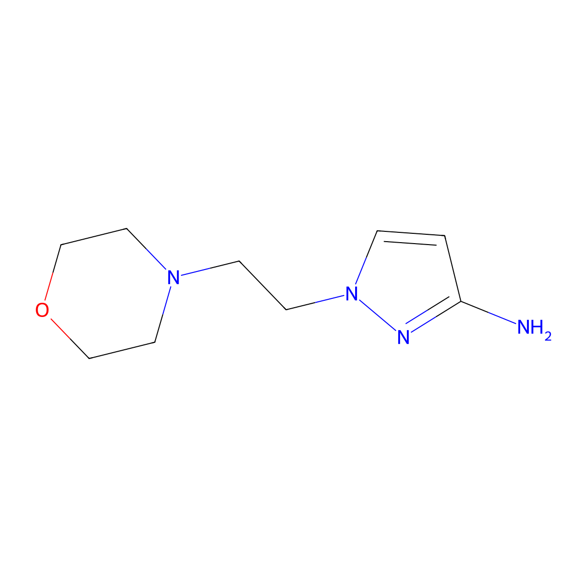 1-(2-(morpholin-4-yl)ethyl)-1H-pyrazol-3-amine molecular structure, CAS 1177307-51-5