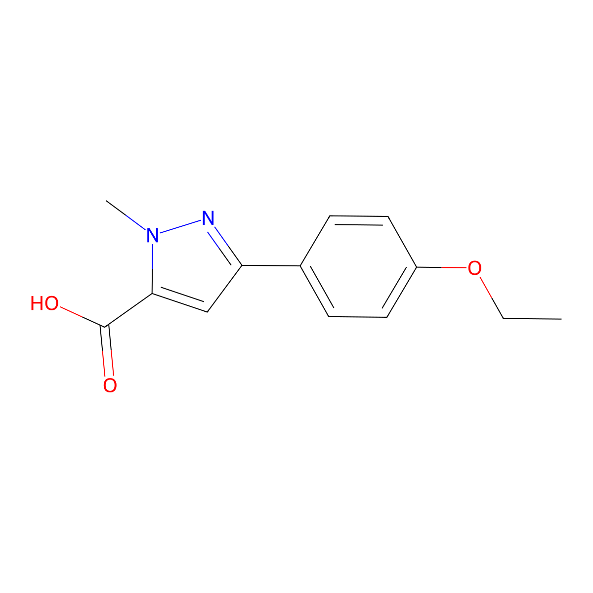 3-(4-ethoxyphenyl)-1-methyl-1H-pyrazole-5-carboxylic acid molecular structure, CAS 1177308-46-1