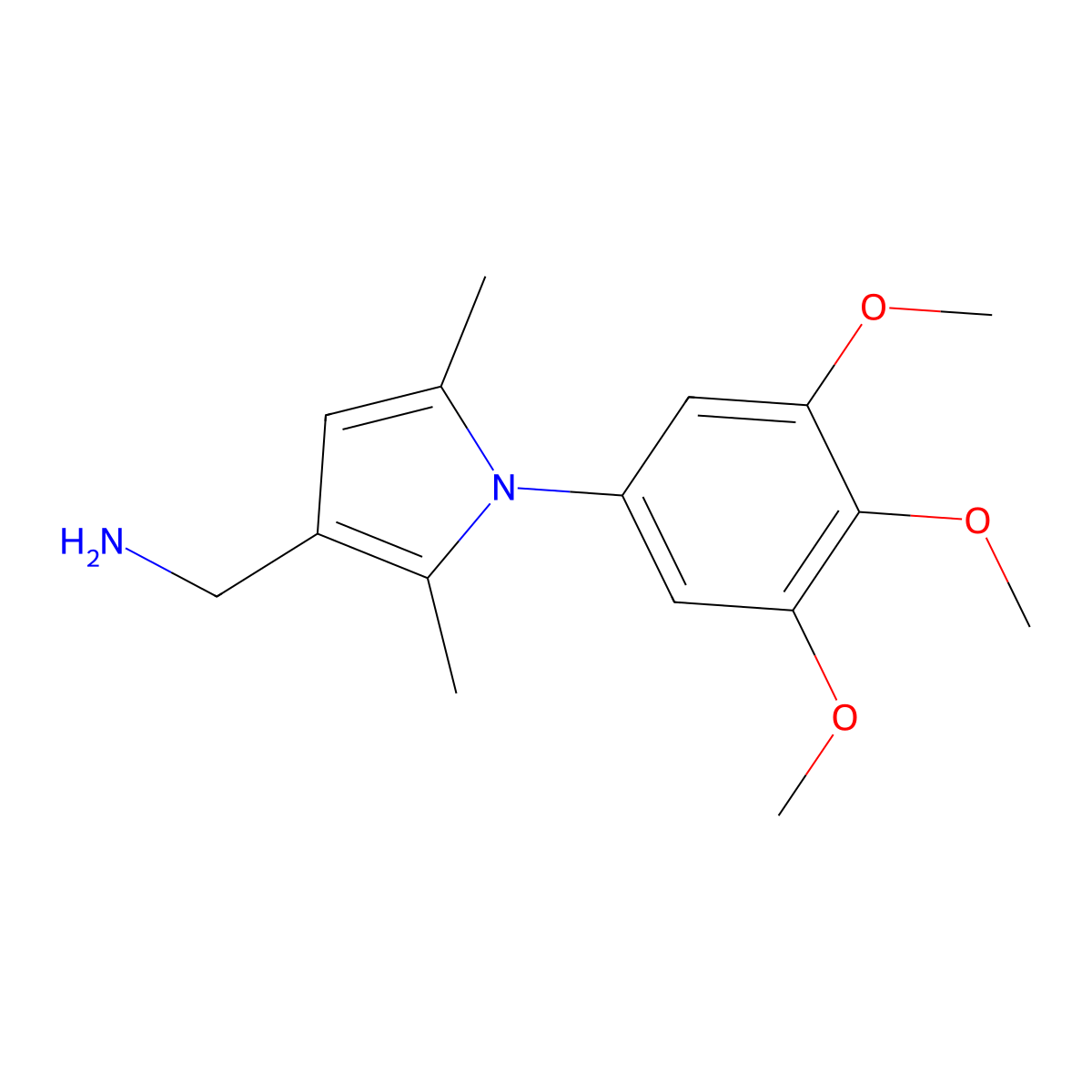 ([2,5-Dimethyl-1-(3,4,5-trimethoxyphenyl)-1H-pyrrol-3-YL]methyl)amine molecular structure, CAS 1177308-57-4