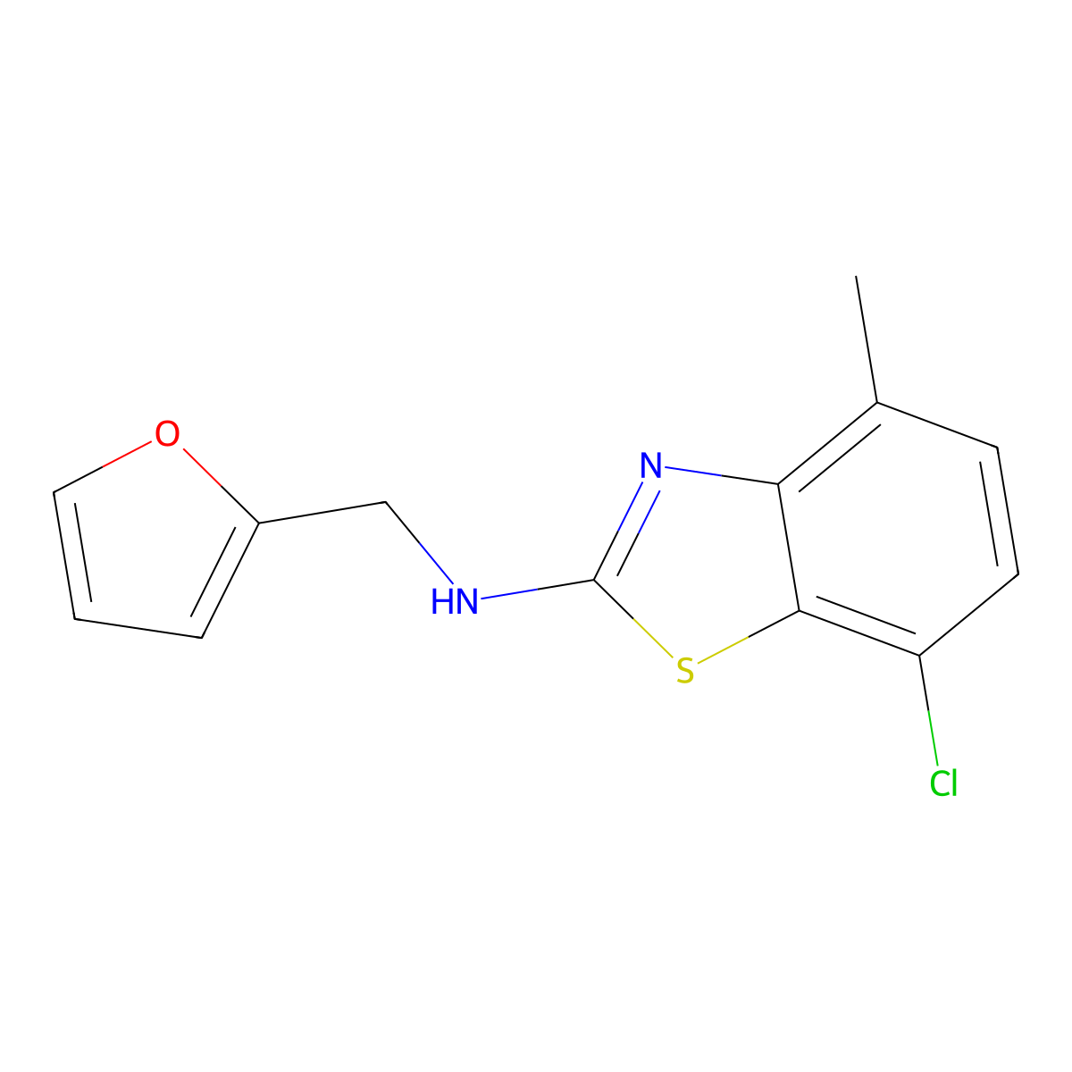 7-chloro-N-(2-furylmethyl)-4-methyl-1,3-benzothiazol-2-amine molecular structure, CAS 1177309-38-4