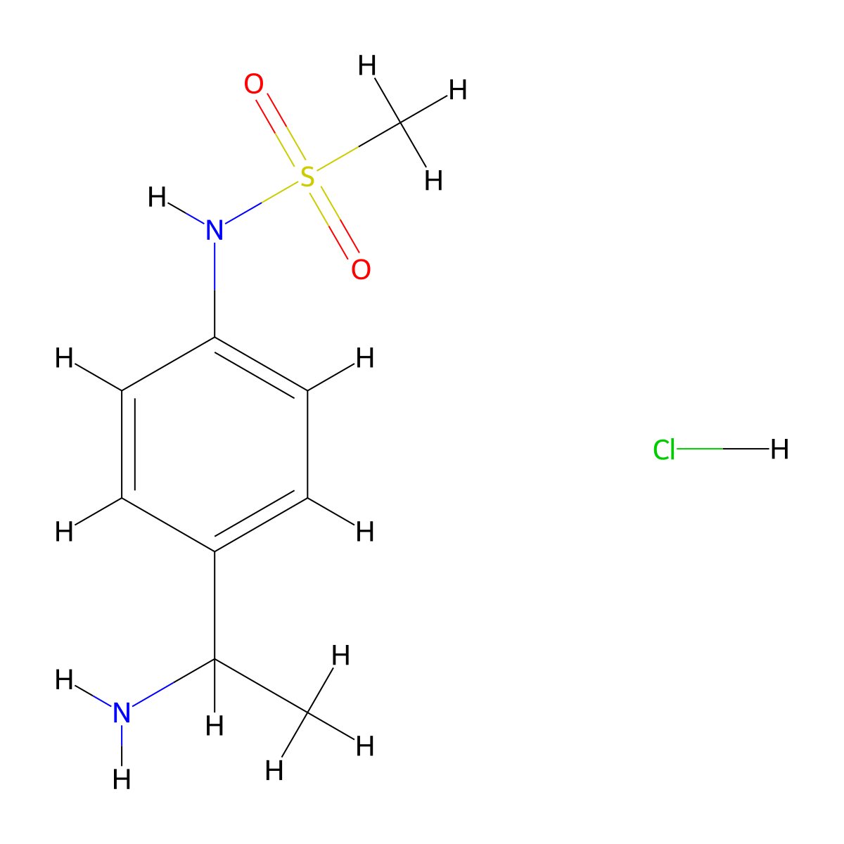 N-[4-(1-aminoethyl)phenyl]methanesulfonamide hydrochloride molecular structure, CAS 1177310-40-5