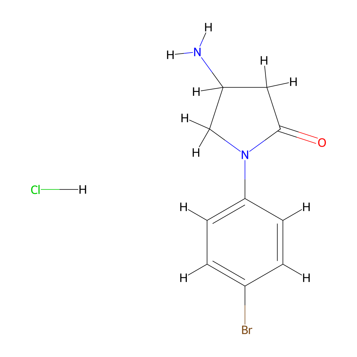 4-Amino-1-(4-bromophenyl)pyrrolidin-2-one hydrochloride molecular structure, CAS 1177310-70-1