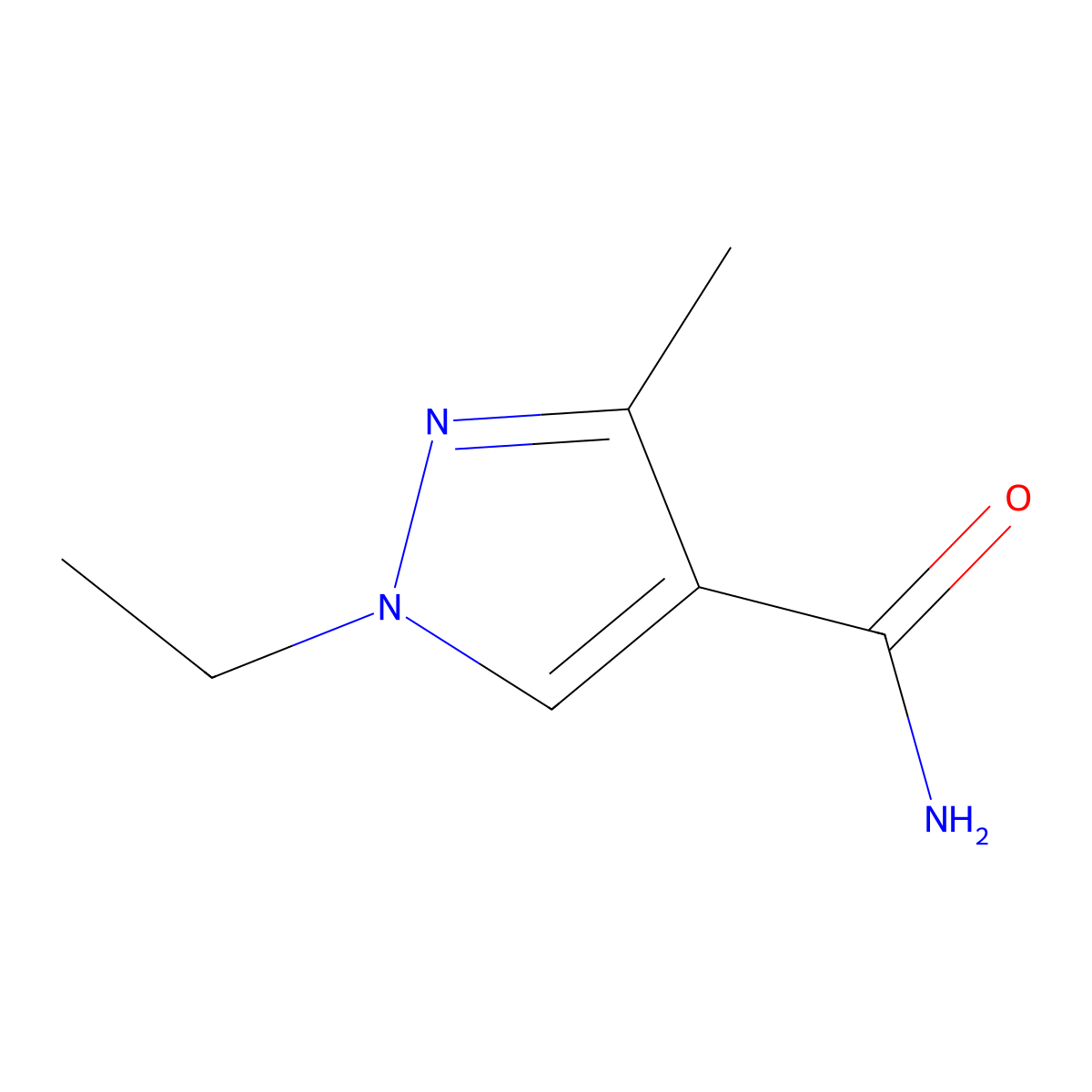 1-ethyl-3-methyl-1H-pyrazole-4-carboxamide molecular structure, CAS 1177310-87-0