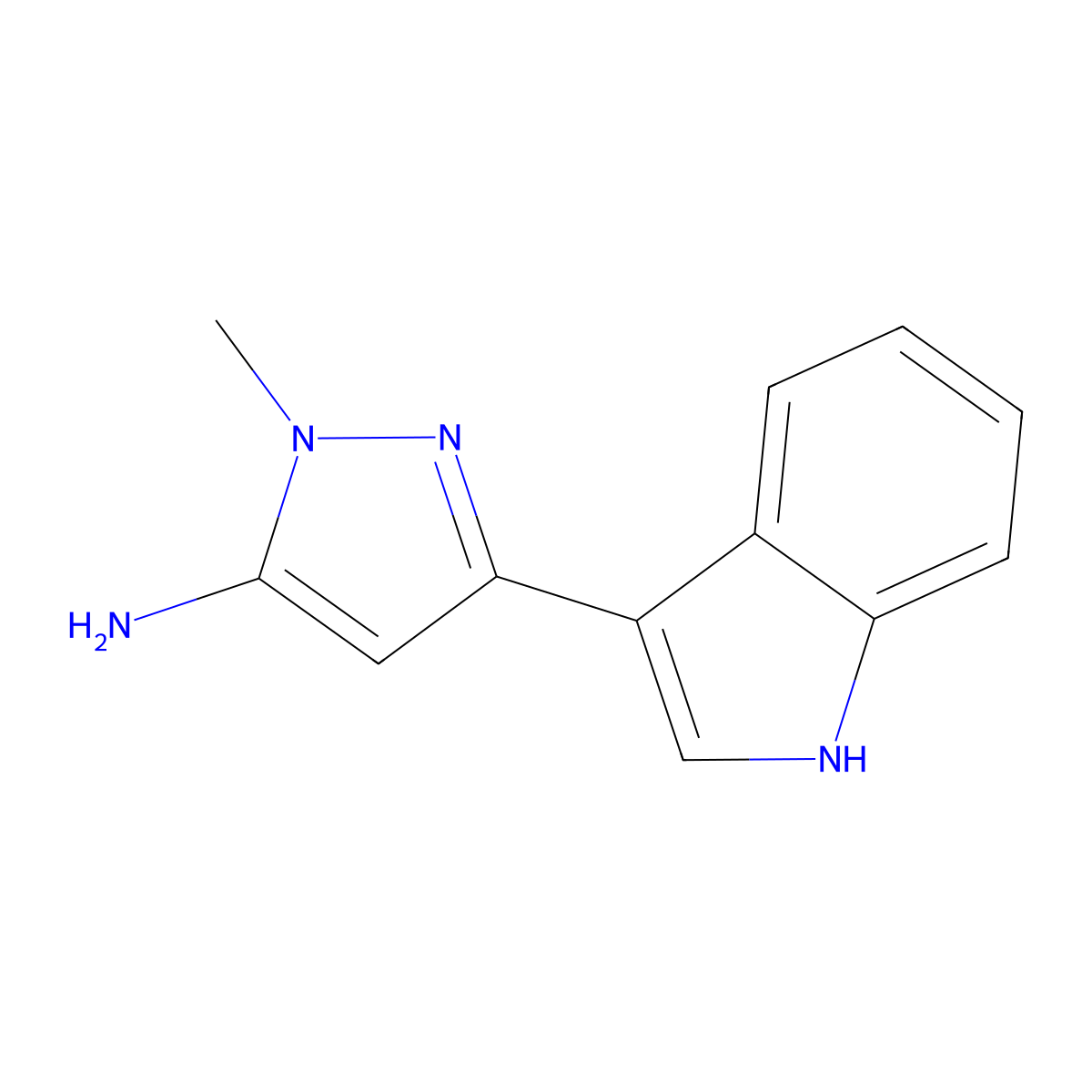 3-(1H-Indol-3-yl)-1-methyl-1H-pyrazol-5-amine molecular structure, CAS 1177311-27-1