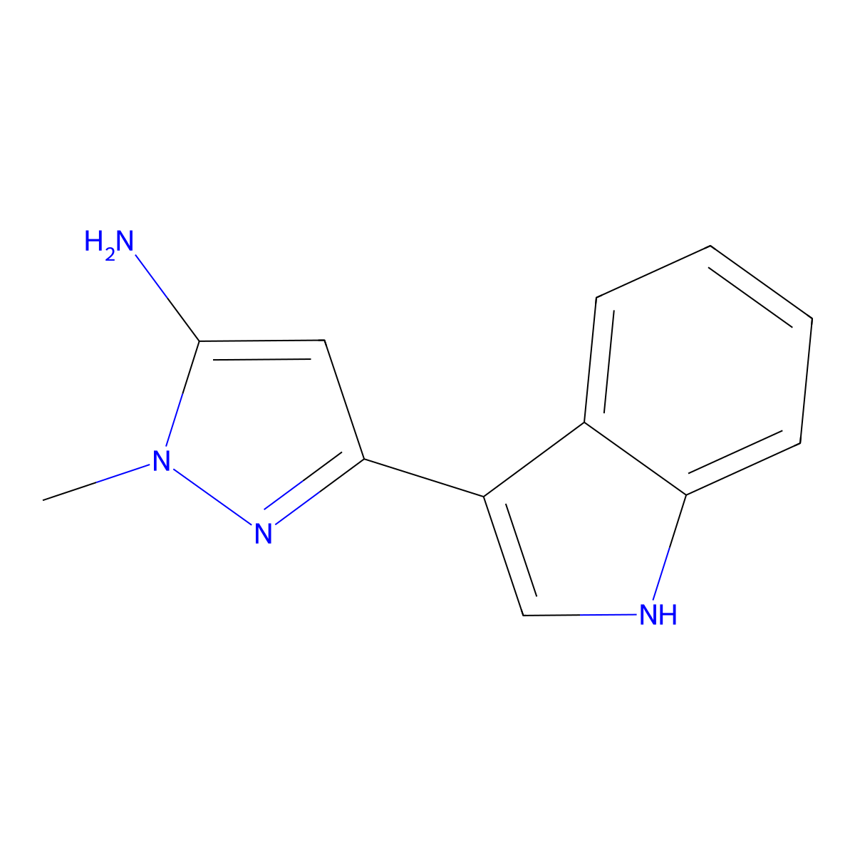 3-(1H-Indol-3-yl)-1-methyl-1H-pyrazol-5-amine molecular structure, CAS 1177311-27-1