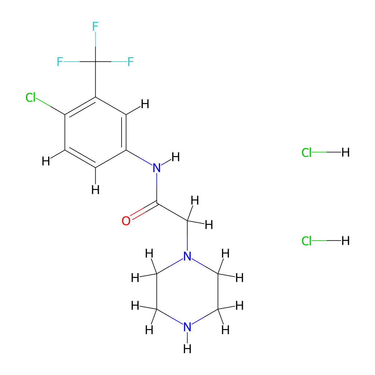 N-[4-chloro-3-(trifluoromethyl)phenyl]-2-(piperazin-1-yl)acetamide dihydrochloride molecular structure, CAS 1177312-55-8
