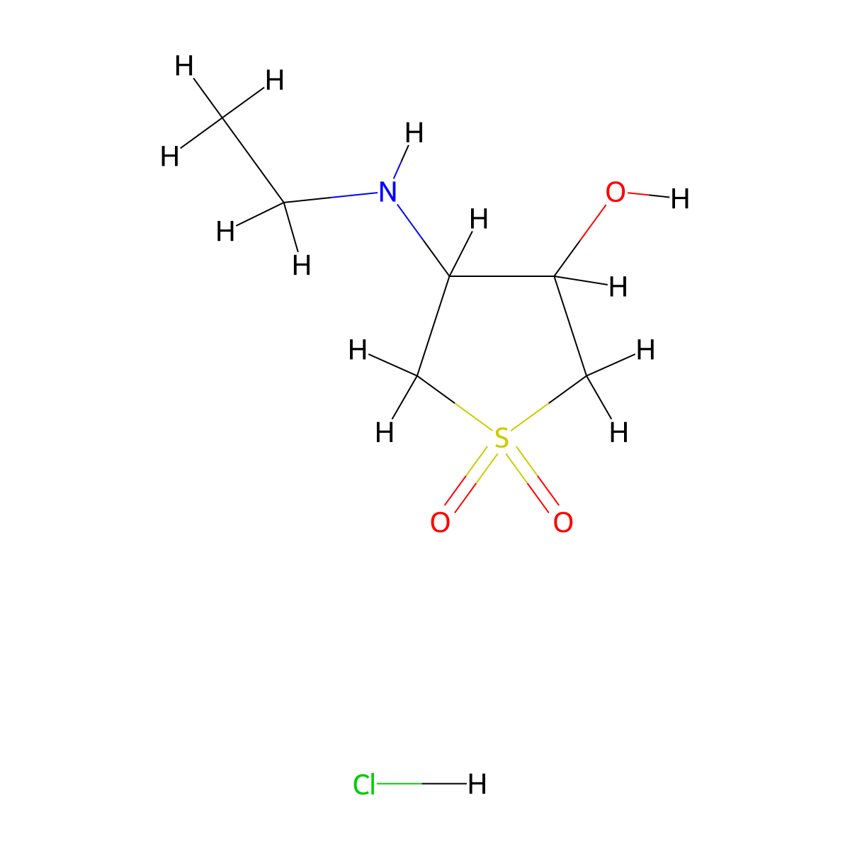 4-(Ethylamino)tetrahydro-3-thiopheneol 1,1-dioxide hydrochloride molecular structure, CAS 1177314-41-8