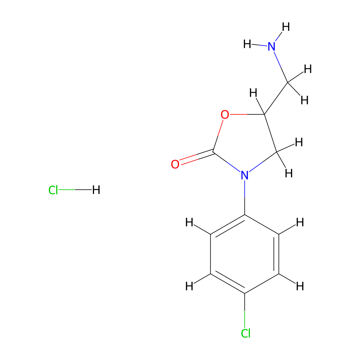 5-(Aminomethyl)-3-(4-chlorophenyl)-1,3-oxazolidin-2-one hydrochloride molecular structure, CAS 1177315-26-2