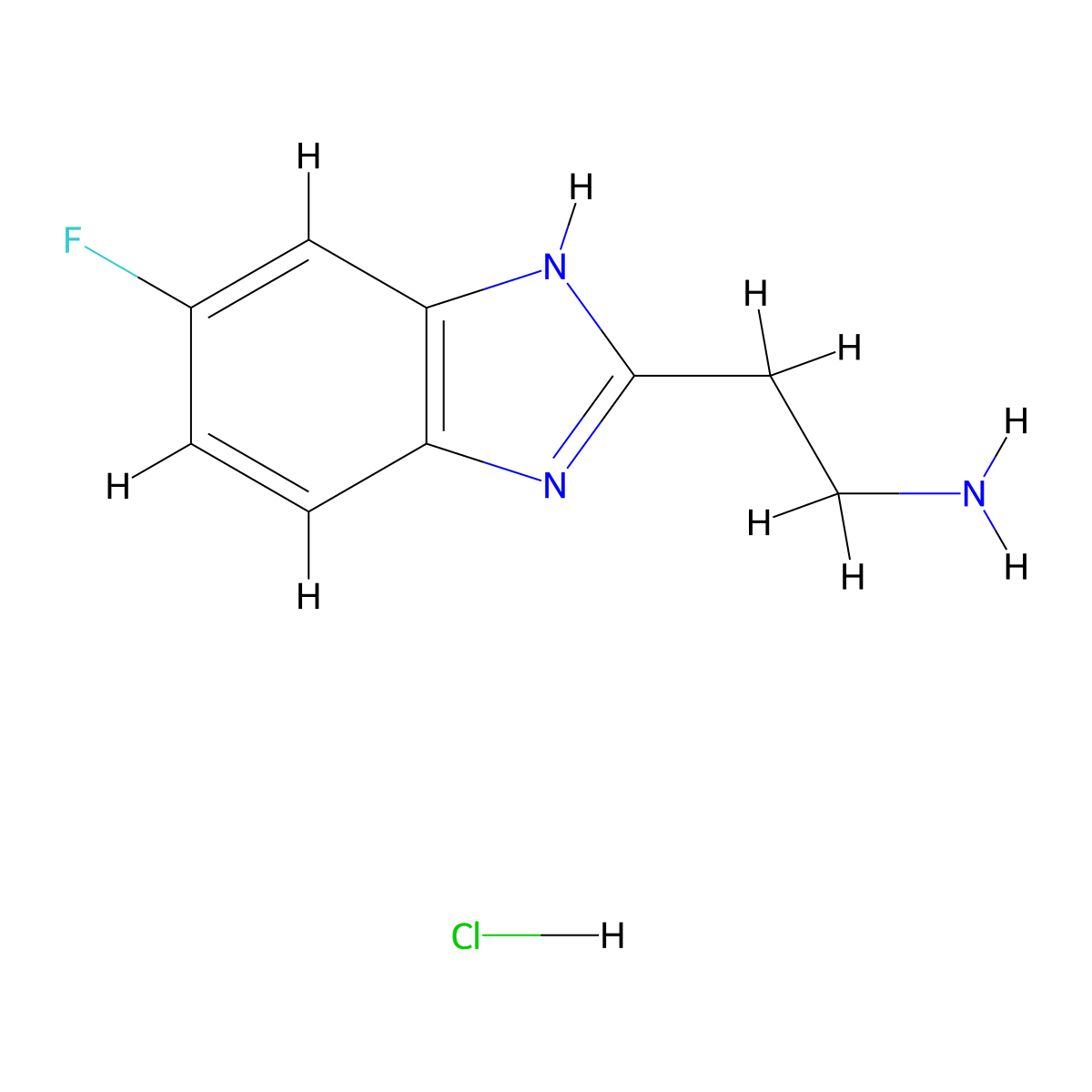 2-(5-Fluoro-1H-benzoimidazol-2-yl)-ethylamine hydrochloride molecular structure, CAS 1177315-68-2
