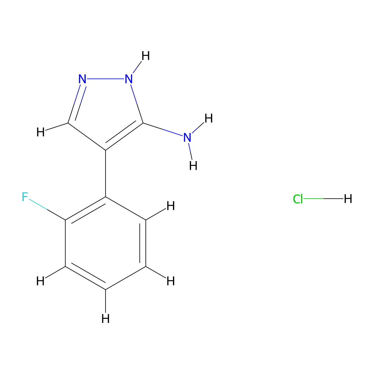 4-(2-fluorophenyl)-1H-pyrazol-3-amine hydrochloride molecular structure, CAS 1177315-88-6