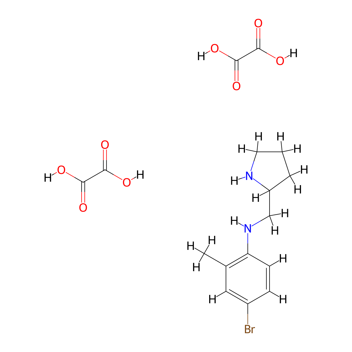4-bromo-2-methyl-N-(pyrrolidin-2-ylmethyl)aniline dioxalate molecular structure, CAS 1177316-21-0