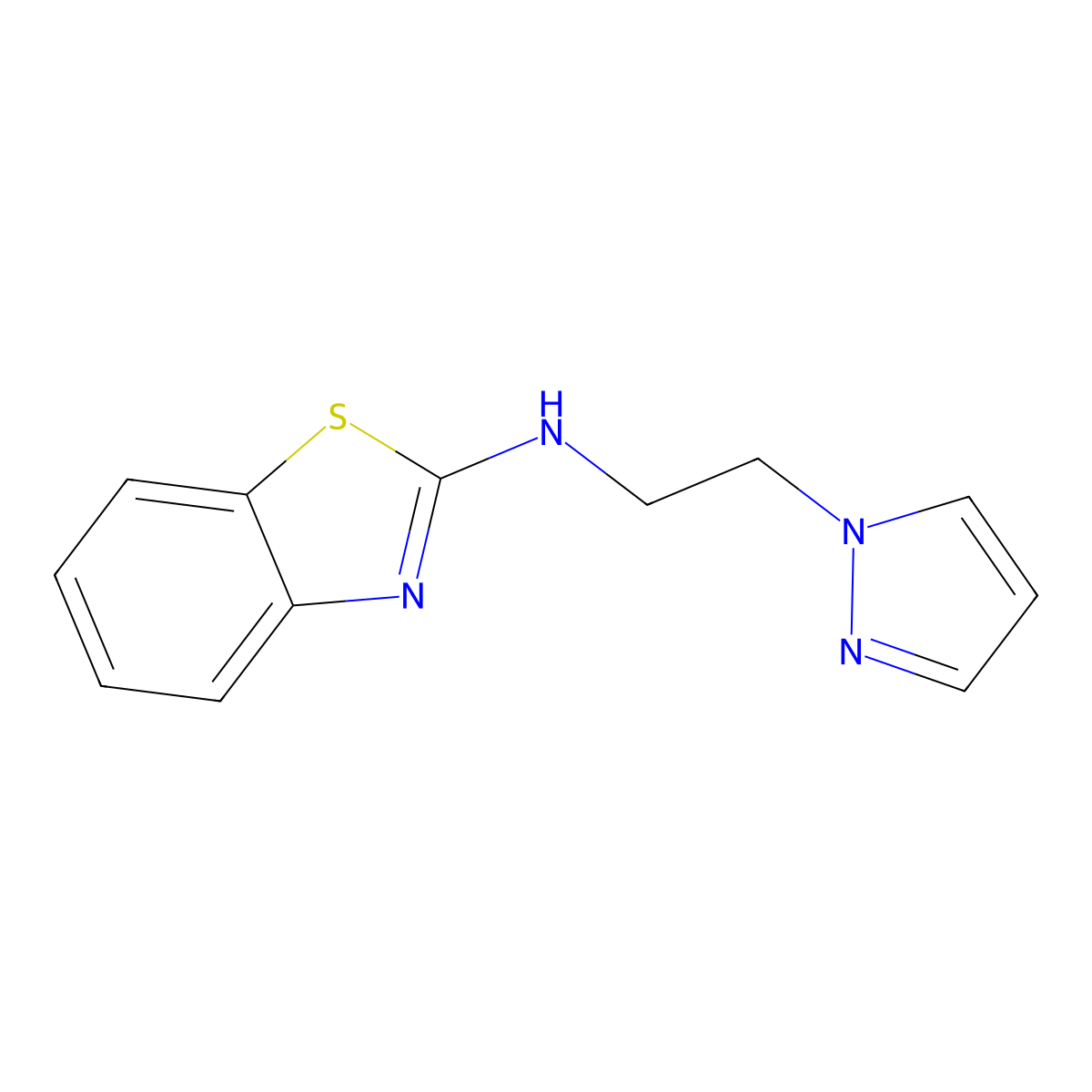 N-[2-(1H-pyrazol-1-yl)ethyl]-1,3-benzothiazol-2-amine molecular structure, CAS 1177316-74-3