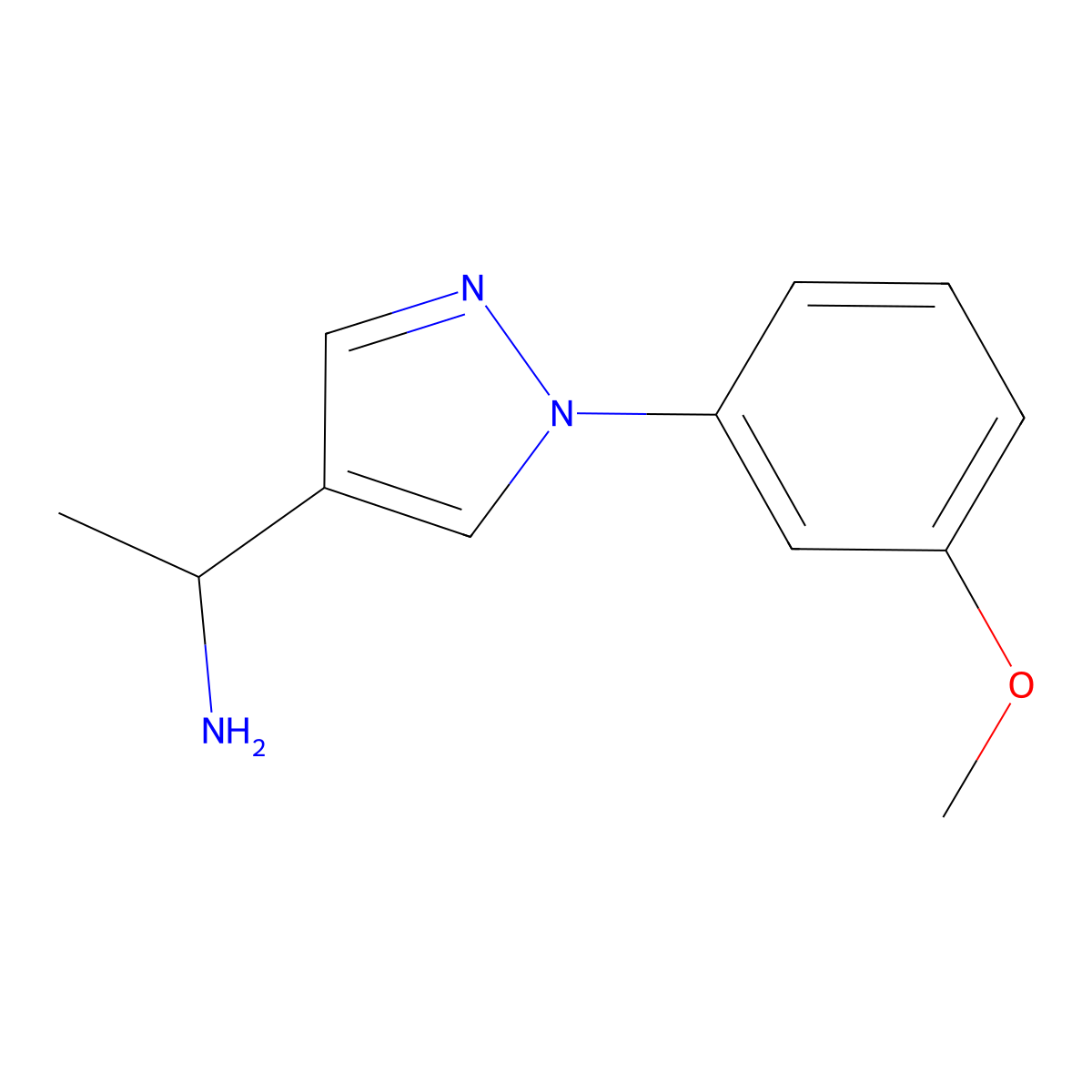 1-(1-(3-Methoxyphenyl)-1H-pyrazol-4-yl)ethanamine molecular structure, CAS 1177316-79-8