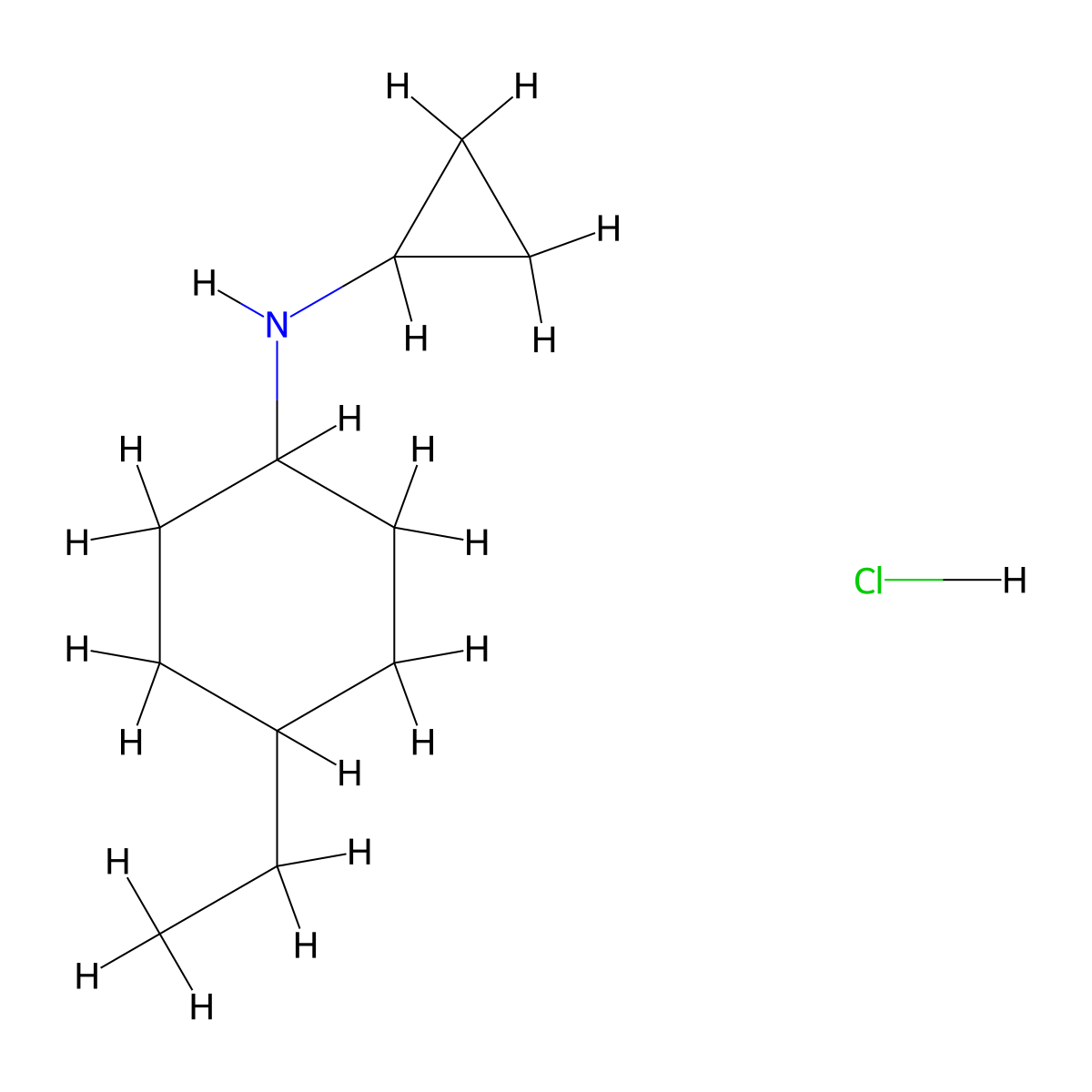 N-cyclopropyl-4-ethylcyclohexan-1-amine hydrochloride molecular structure, CAS 1177316-81-2