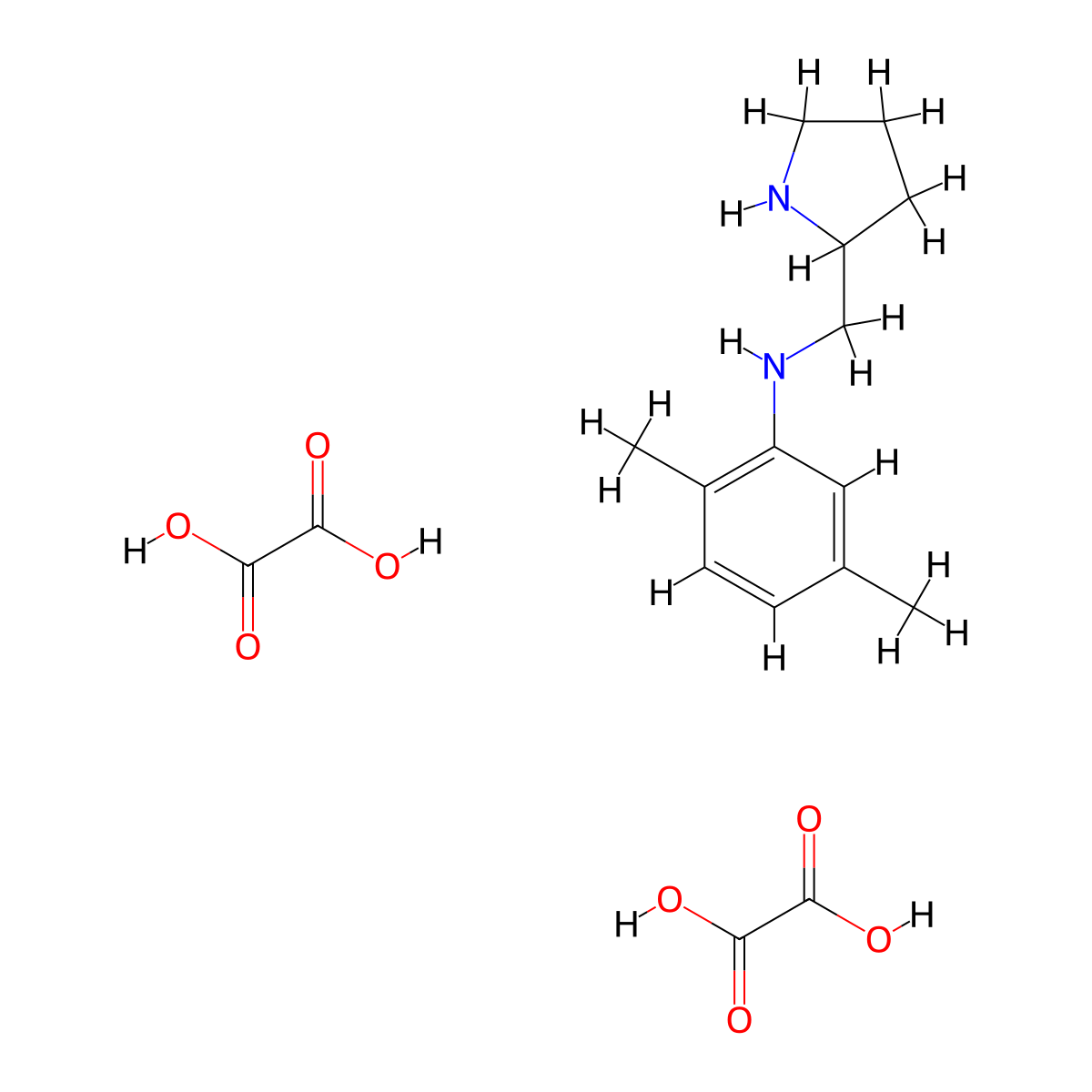 2,5-dimethyl-N-(pyrrolidin-2-ylmethyl)aniline dioxalate molecular structure, CAS 1177317-30-4