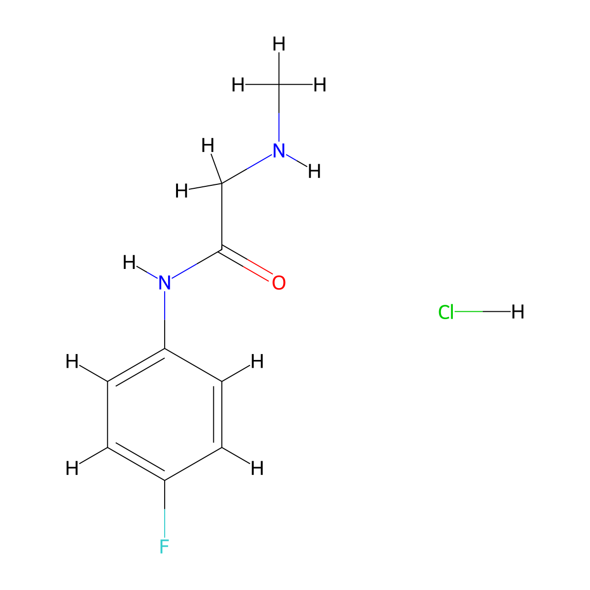 N-(4-fluorophenyl)-2-(methylamino)acetamide hydrochloride molecular structure, CAS 1177317-38-2