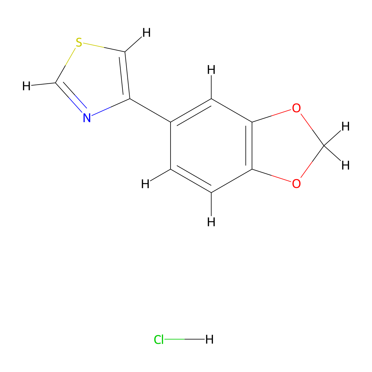 4-(1,3-Benzodioxol-5-yl)-1,3-thiazole, HCl molecular structure, CAS 1177317-48-4