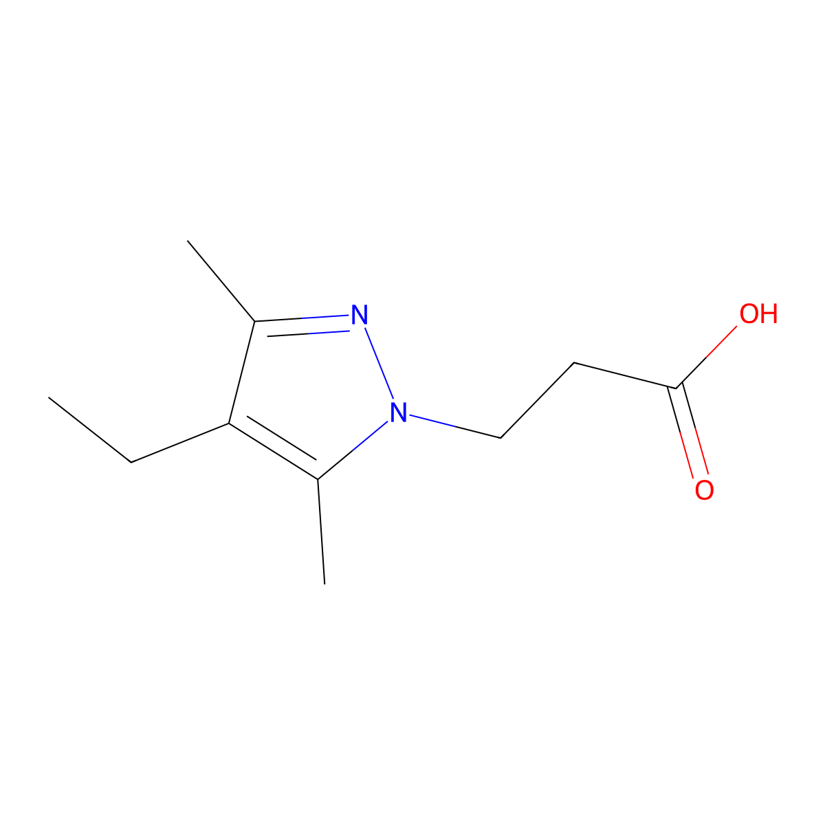 3-(4-Ethyl-3,5-dimethyl-1H-pyrazol-1-yl)propanoic acid molecular structure, CAS 1177317-50-8