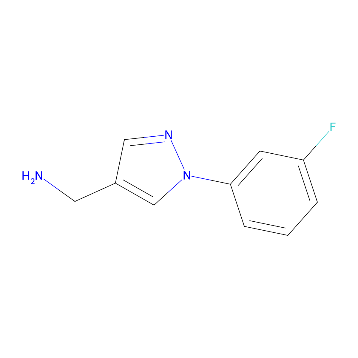 (1-(3-fluorophenyl)-1H-pyrazol-4-yl)methanamine molecular structure, CAS 1177318-23-8