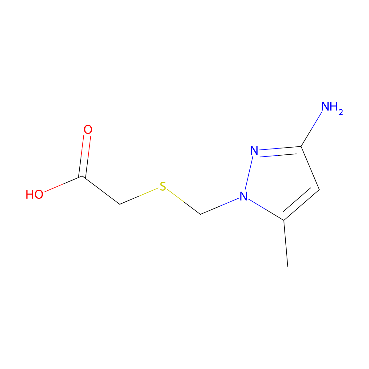 2-{[(3-amino-5-methyl-1H-pyrazol-1-yl)methyl]sulfanyl}acetic acid molecular structure, CAS 1177318-25-0