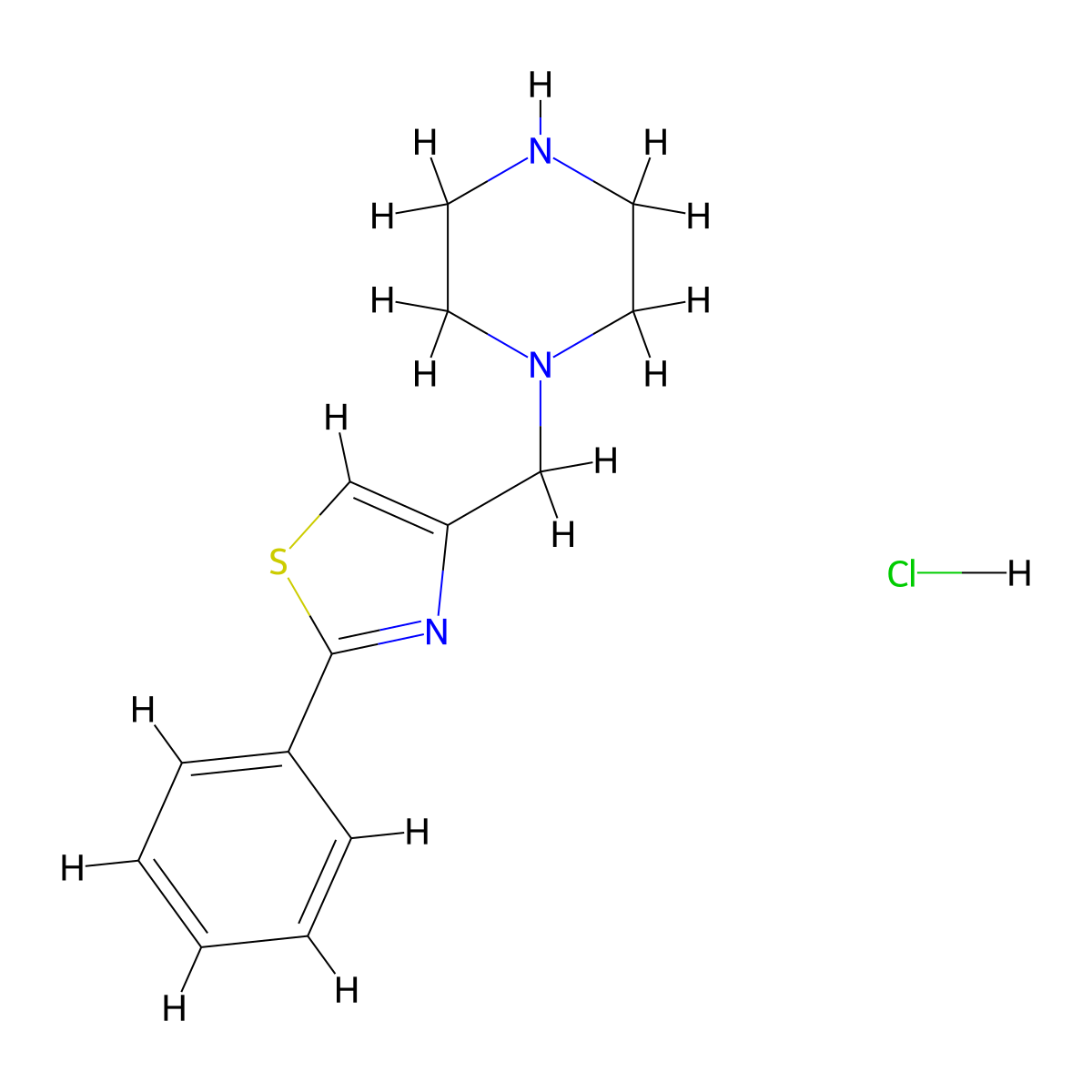 1-[(2-Phenyl-1,3-thiazol-4-yl)methyl]piperazine hydrochloride molecular structure, CAS 1177319-42-4