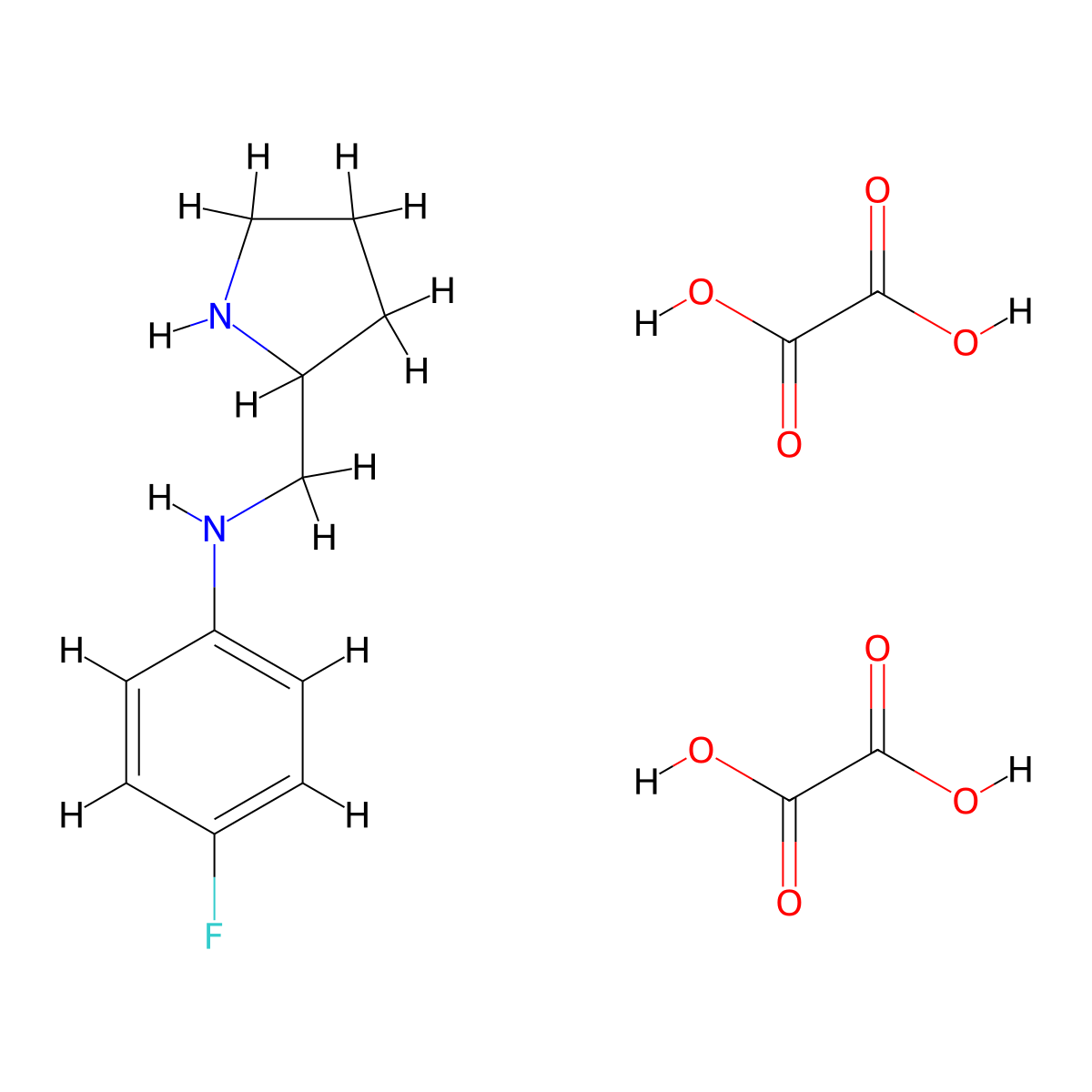 4-Fluoro-N-(2-pyrrolidinylmethyl)aniline dioxalate molecular structure, CAS 1177319-45-7